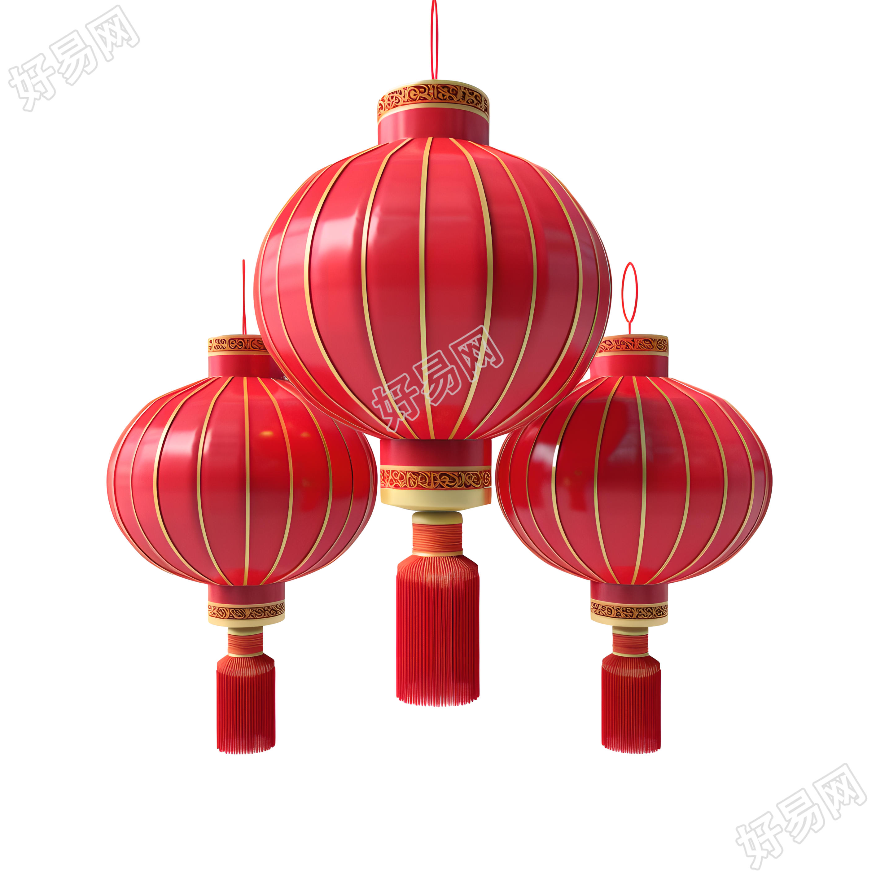 中式新年灯笼透明背景设计元素