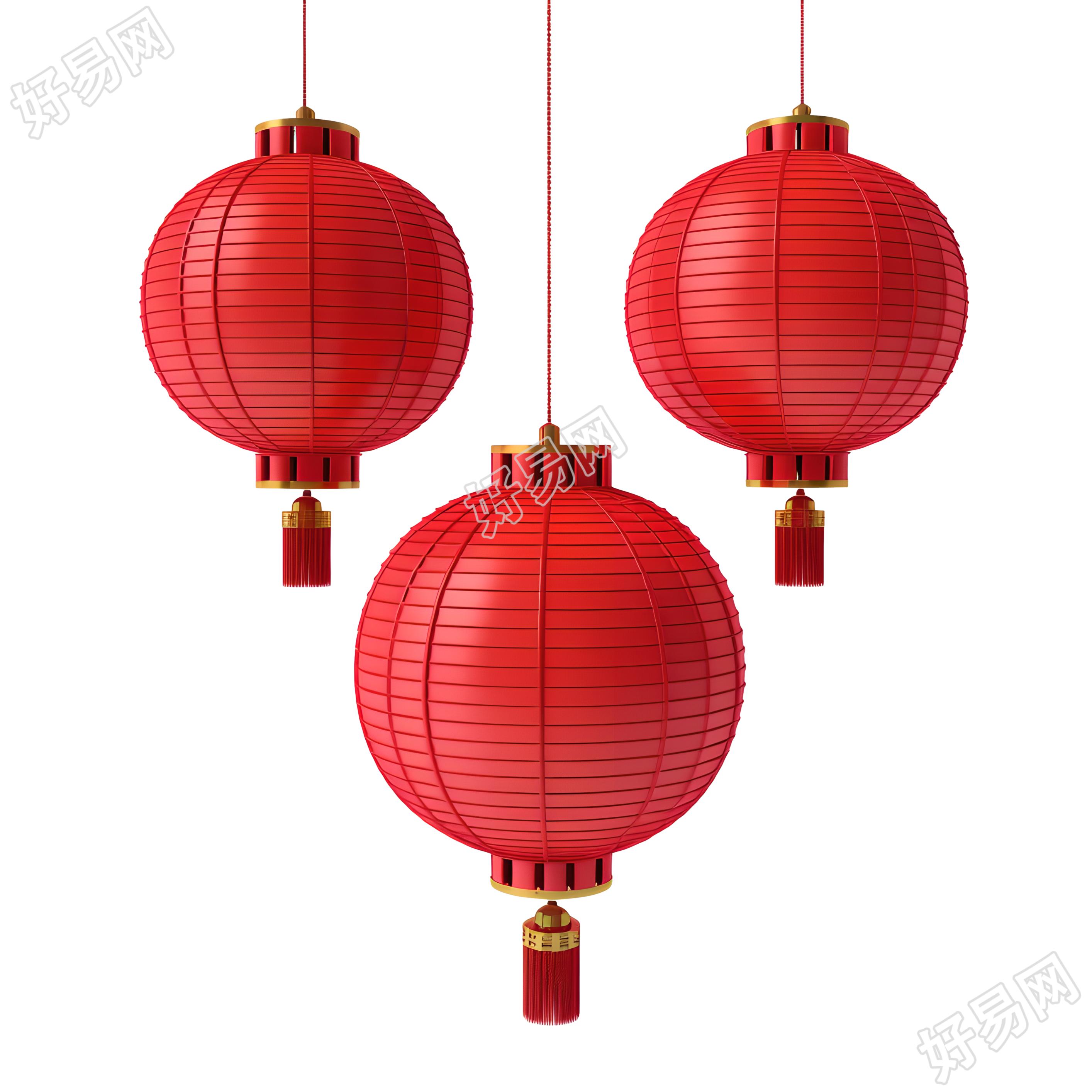 红色中国灯笼中式庆祝元素