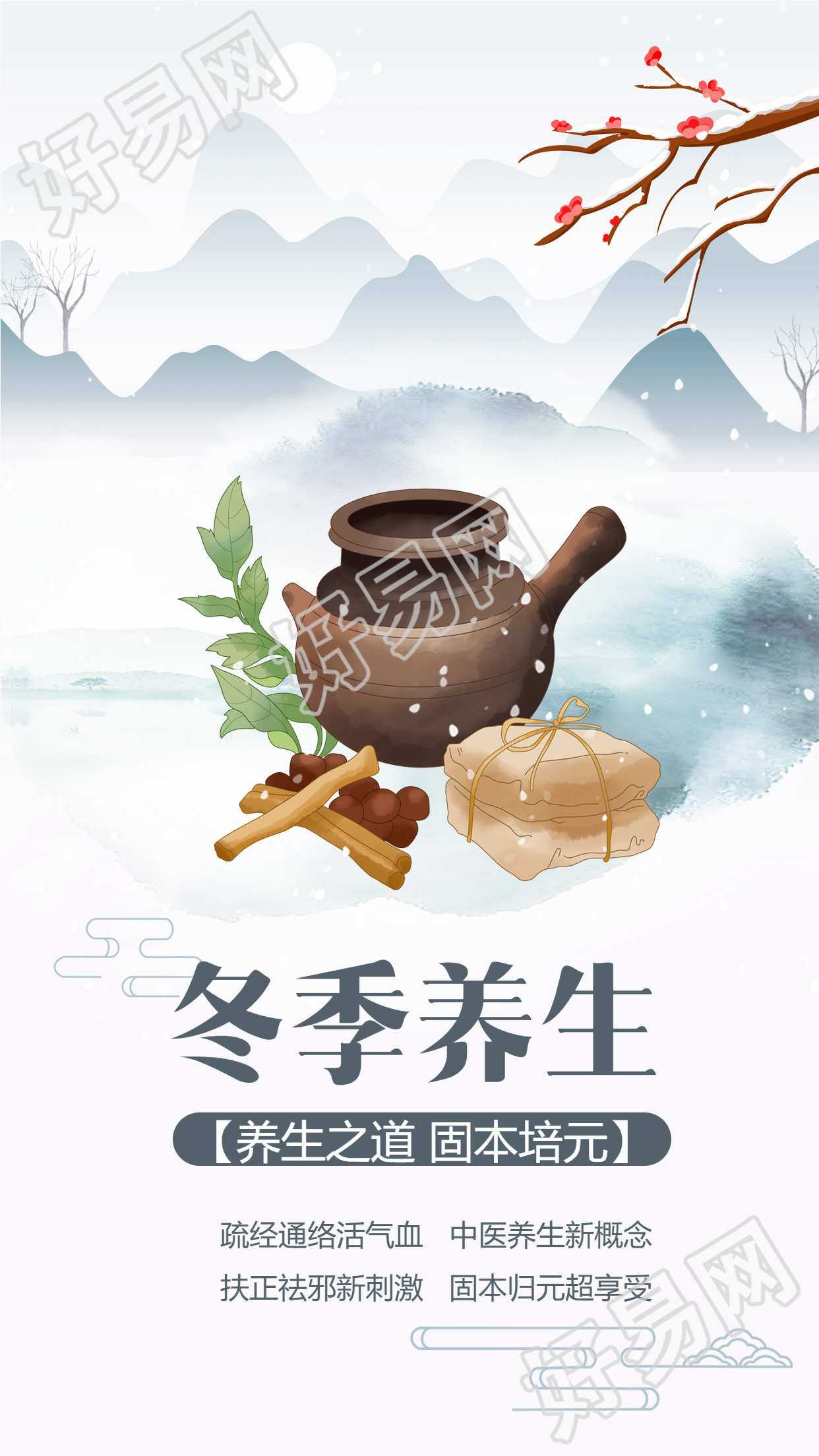 中医新视角下的冬季养生手机海报