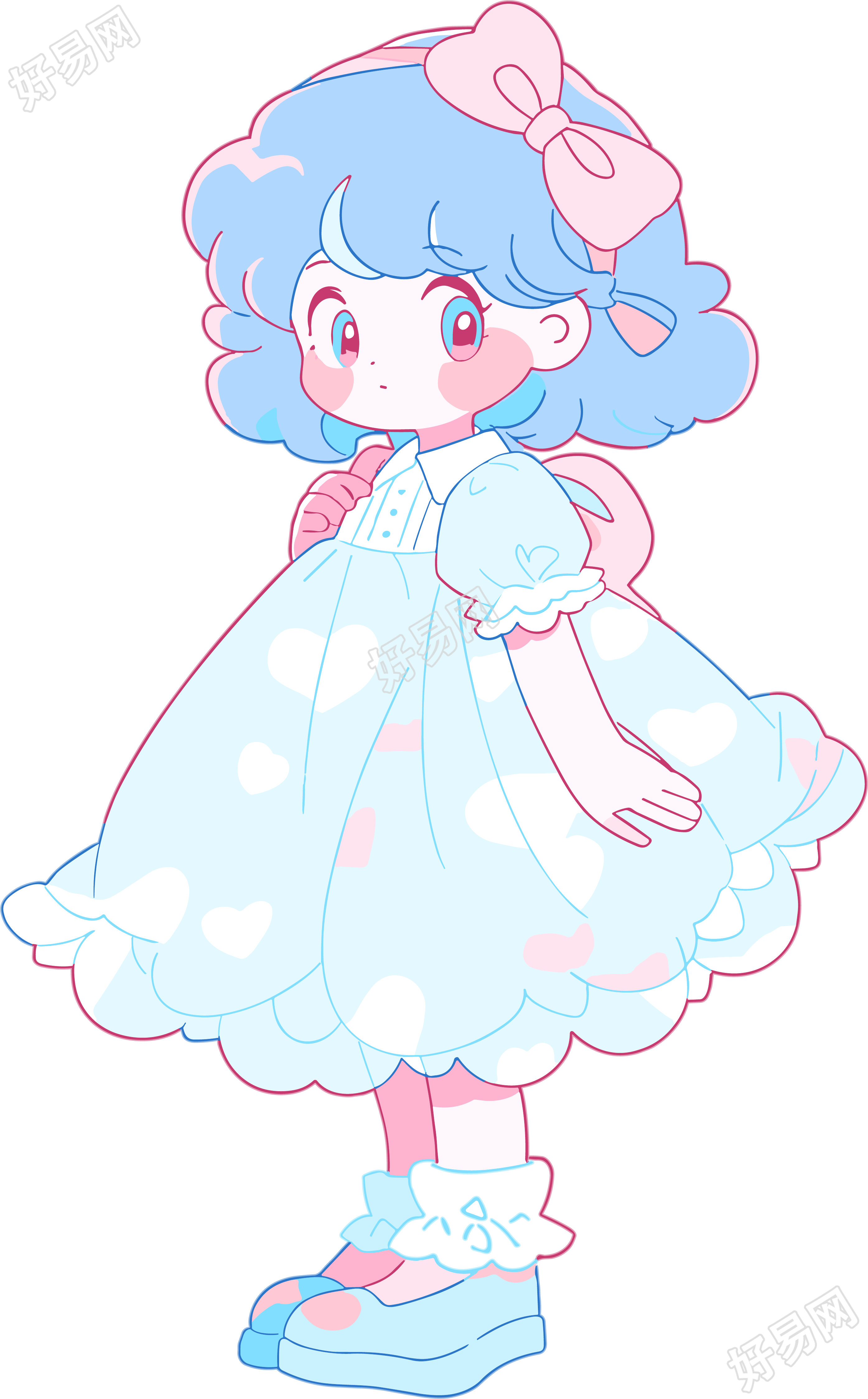 小女孩呆萌插画