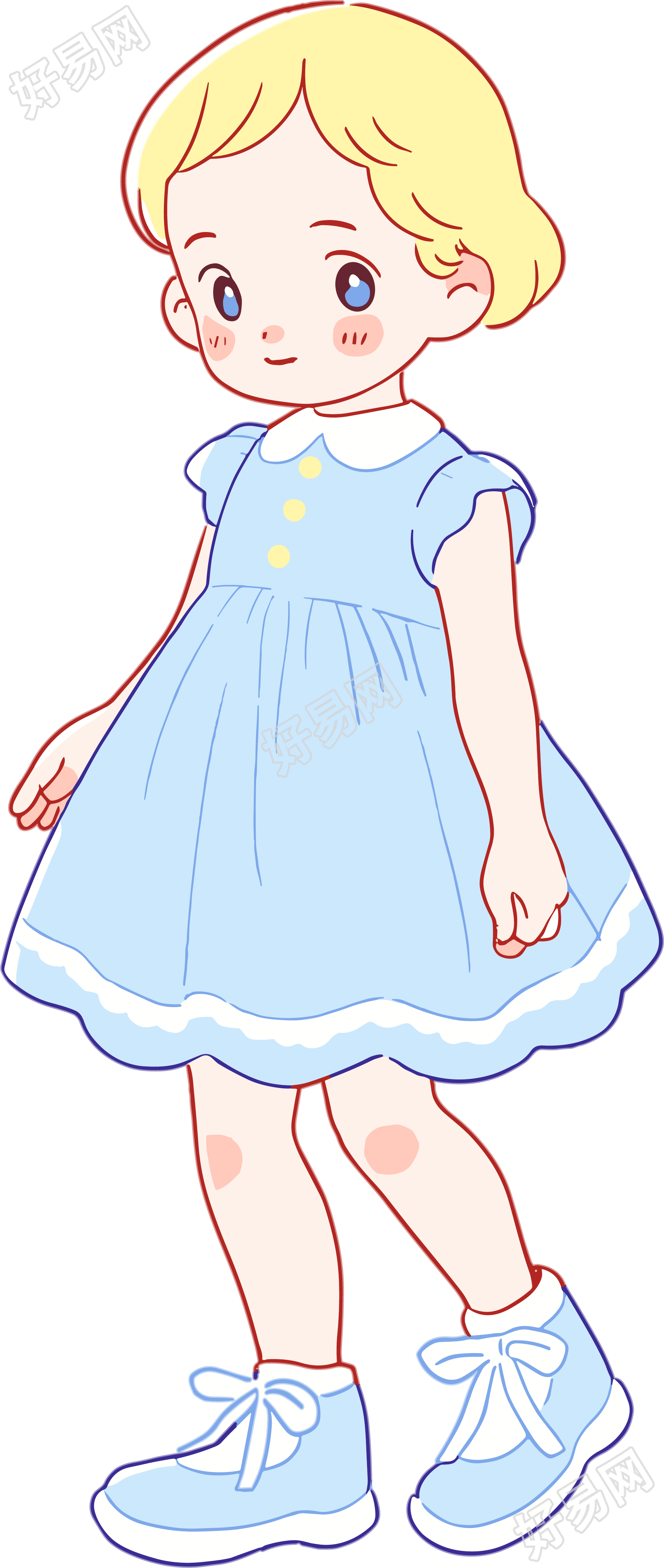 可爱小女孩简约插画设计素材
