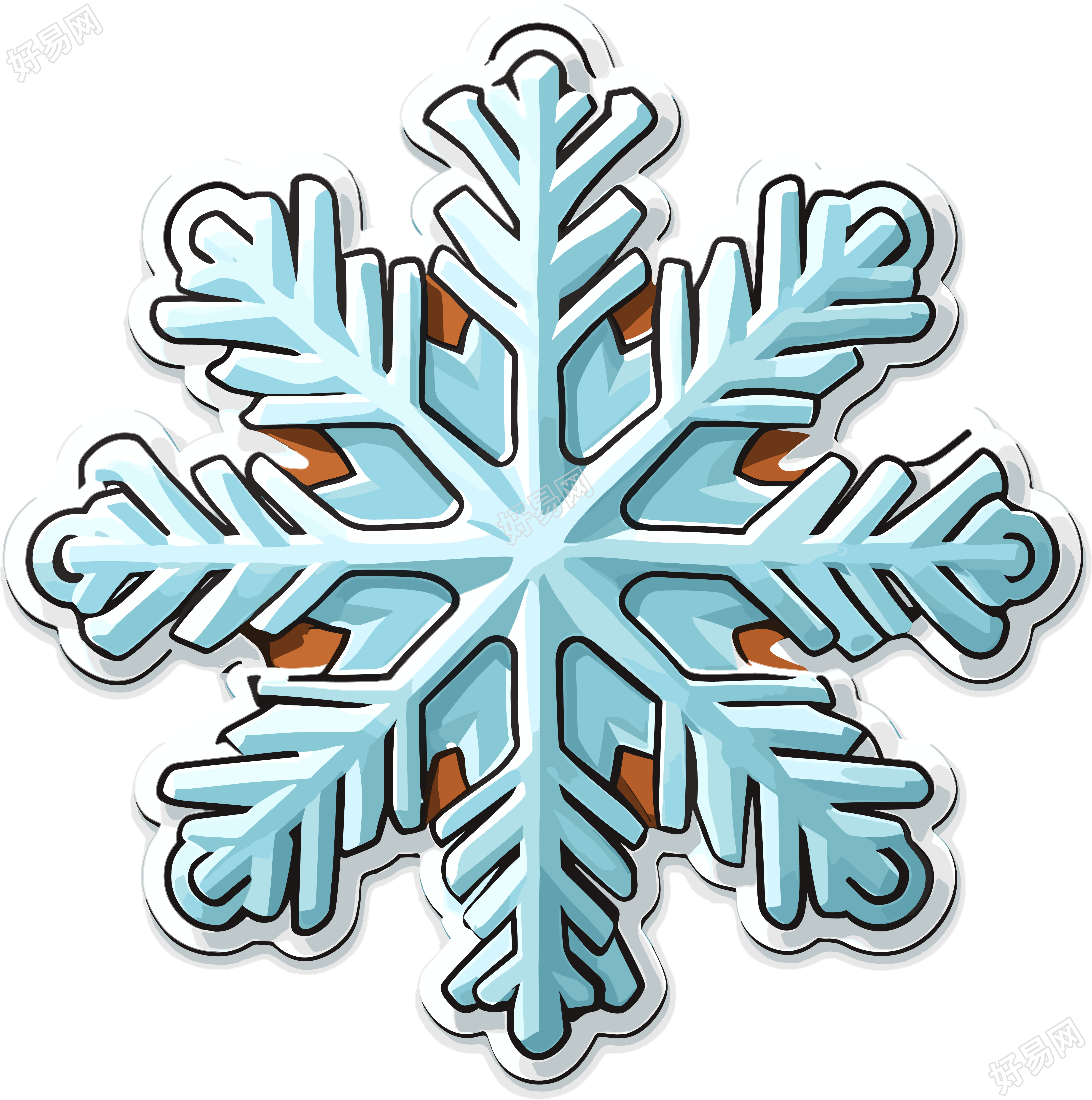 白边白底高清风格雪花贴纸