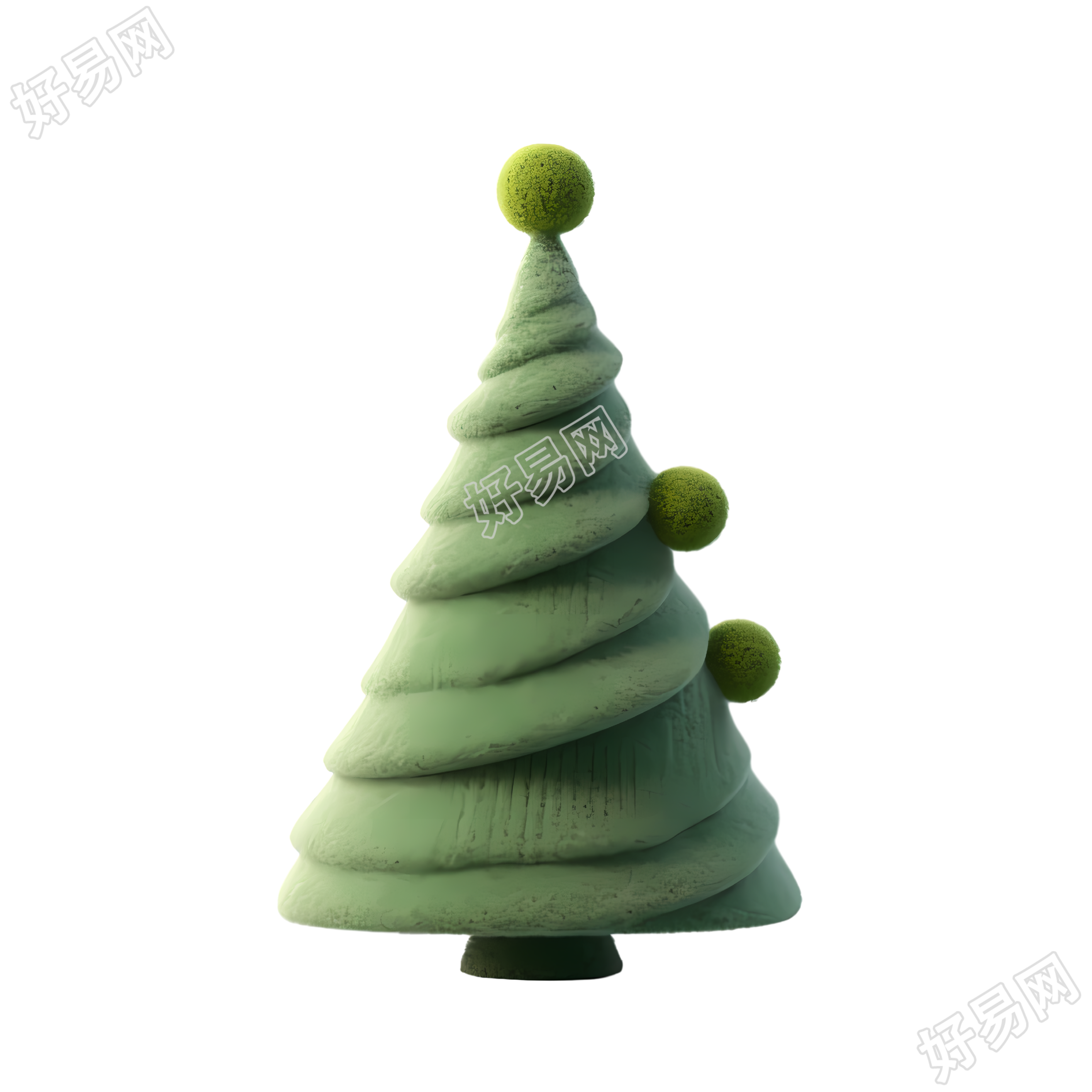 可爱毡艺圣诞树3D渲染