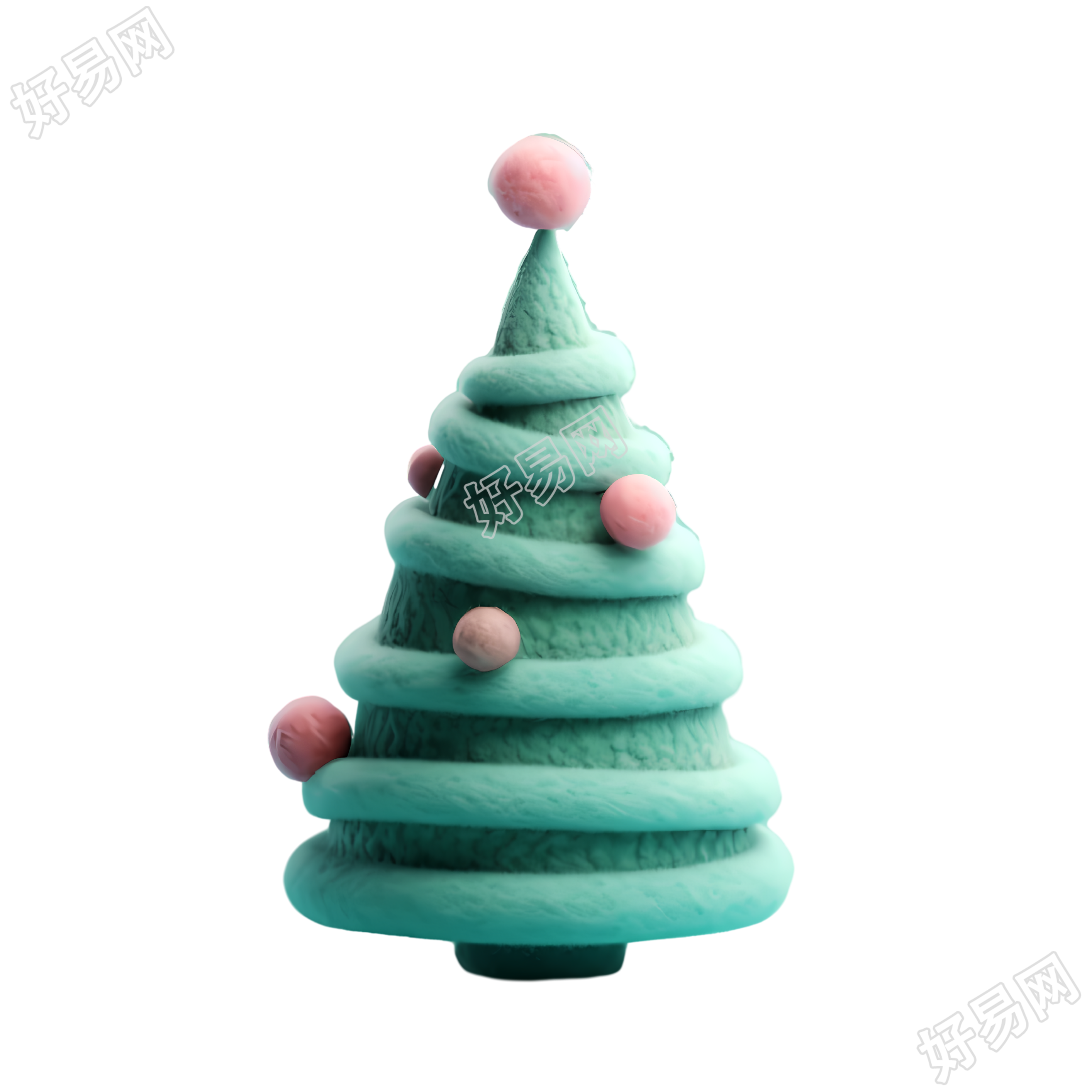 毛毡手工艺品可爱的毛毡圣诞树3D渲染