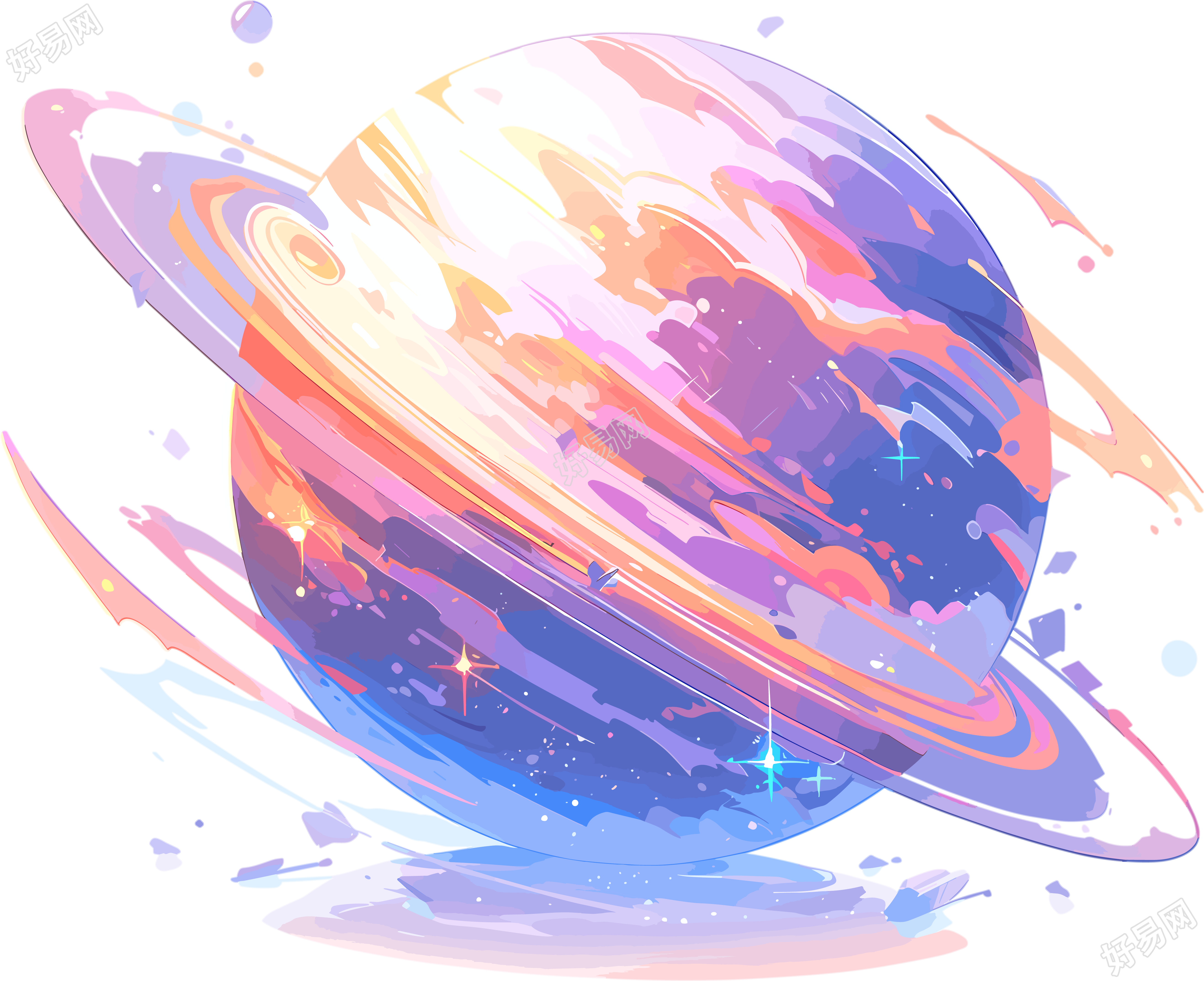 太空星球扁平向量插图