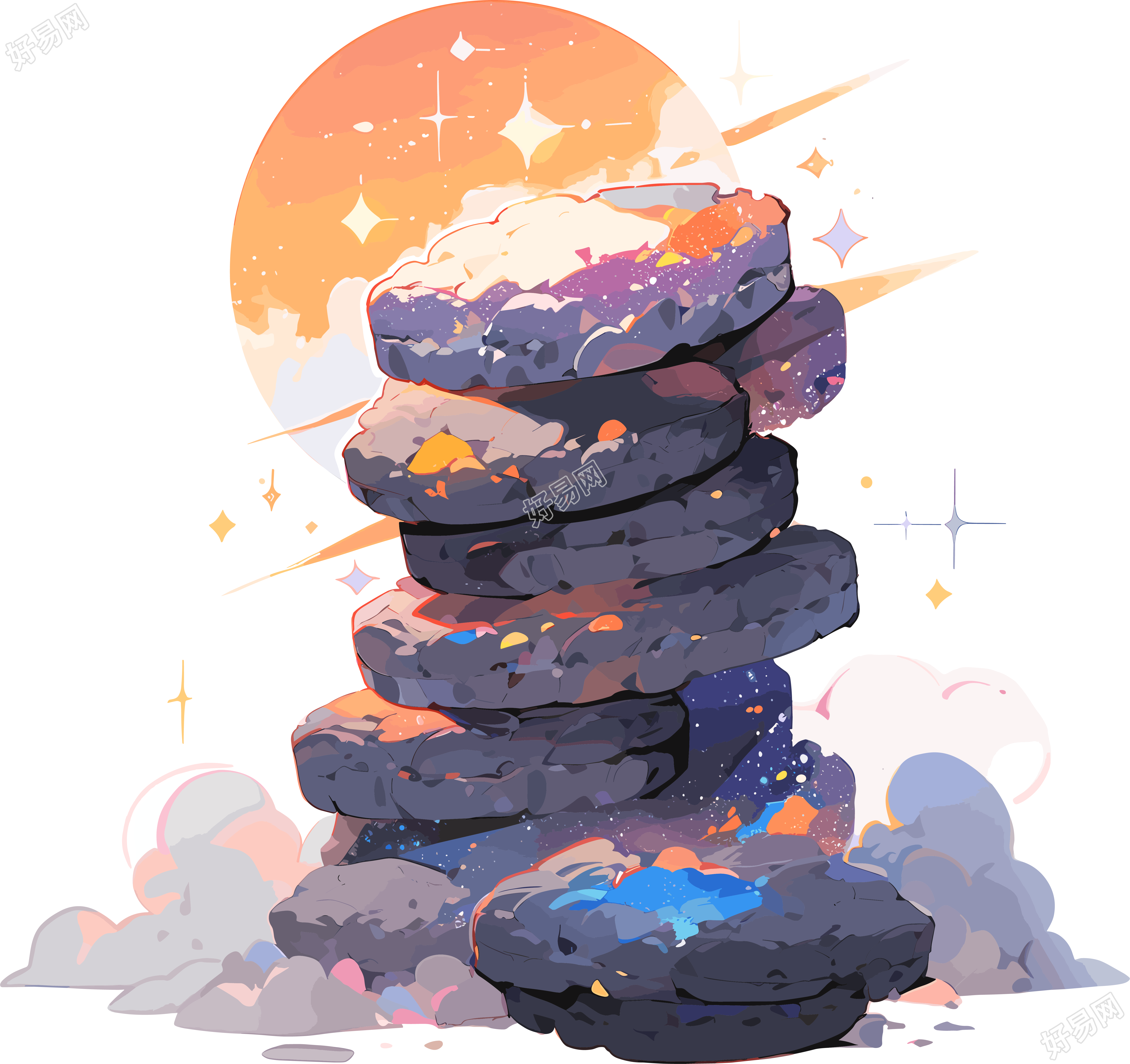 太空行星平面向量插图
