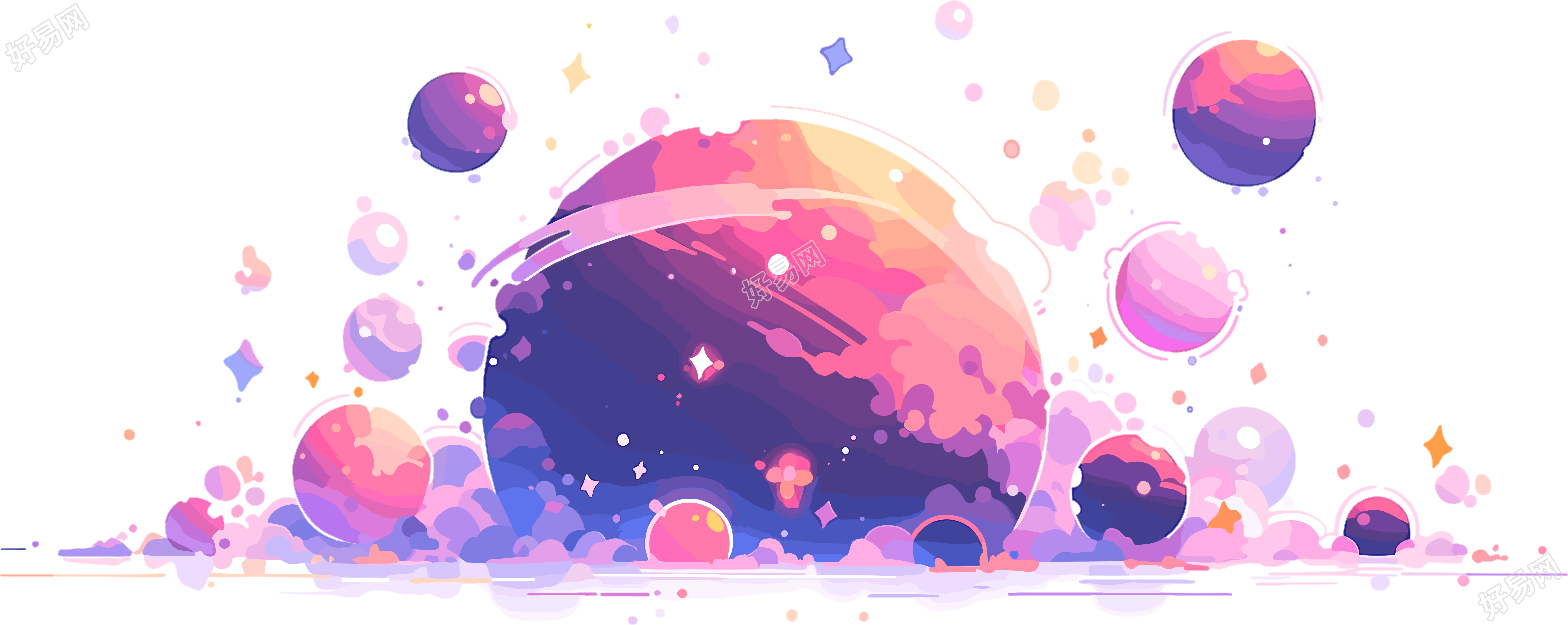 空间星球平面矢量插图