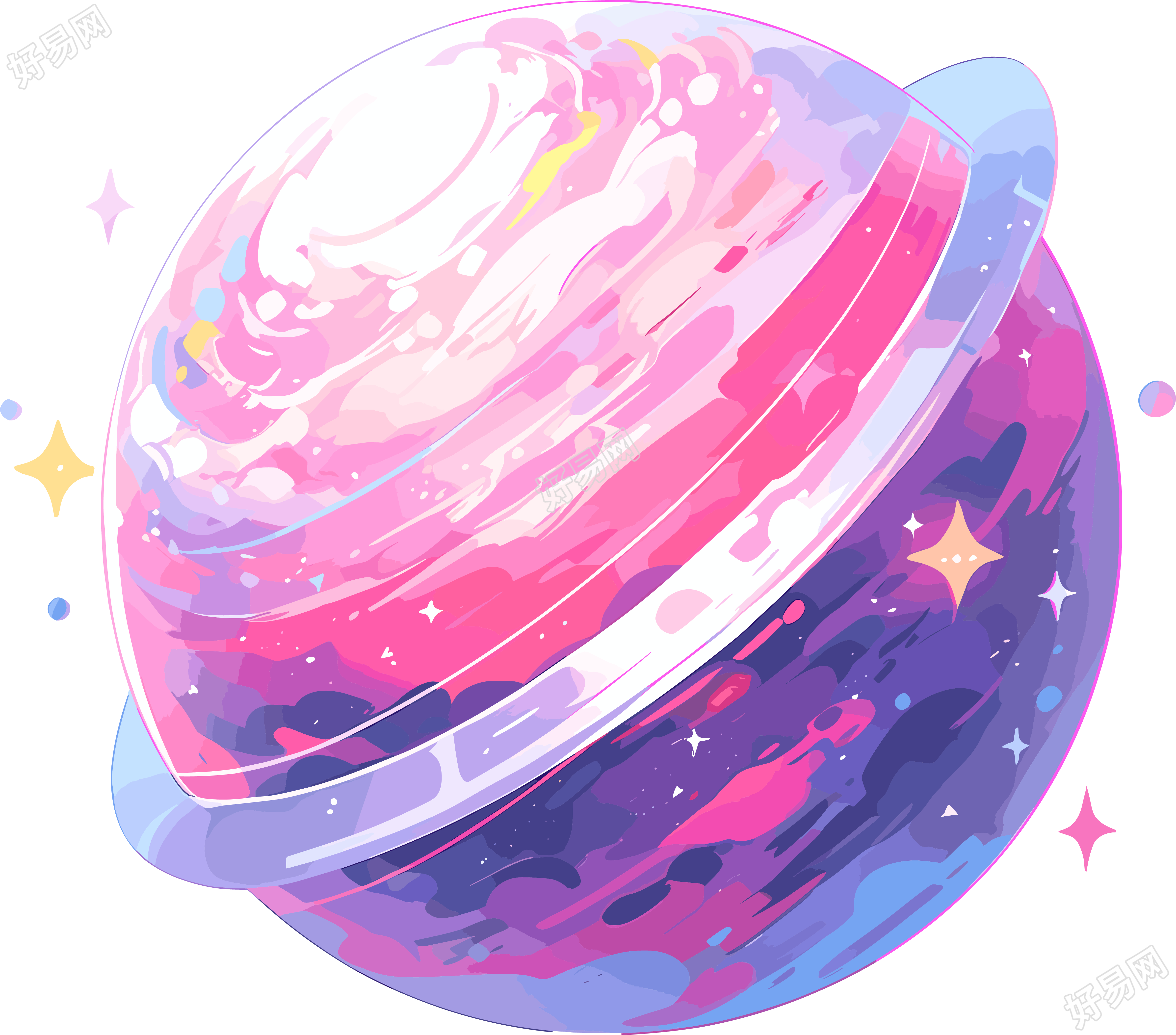 2D平面插图太空星球