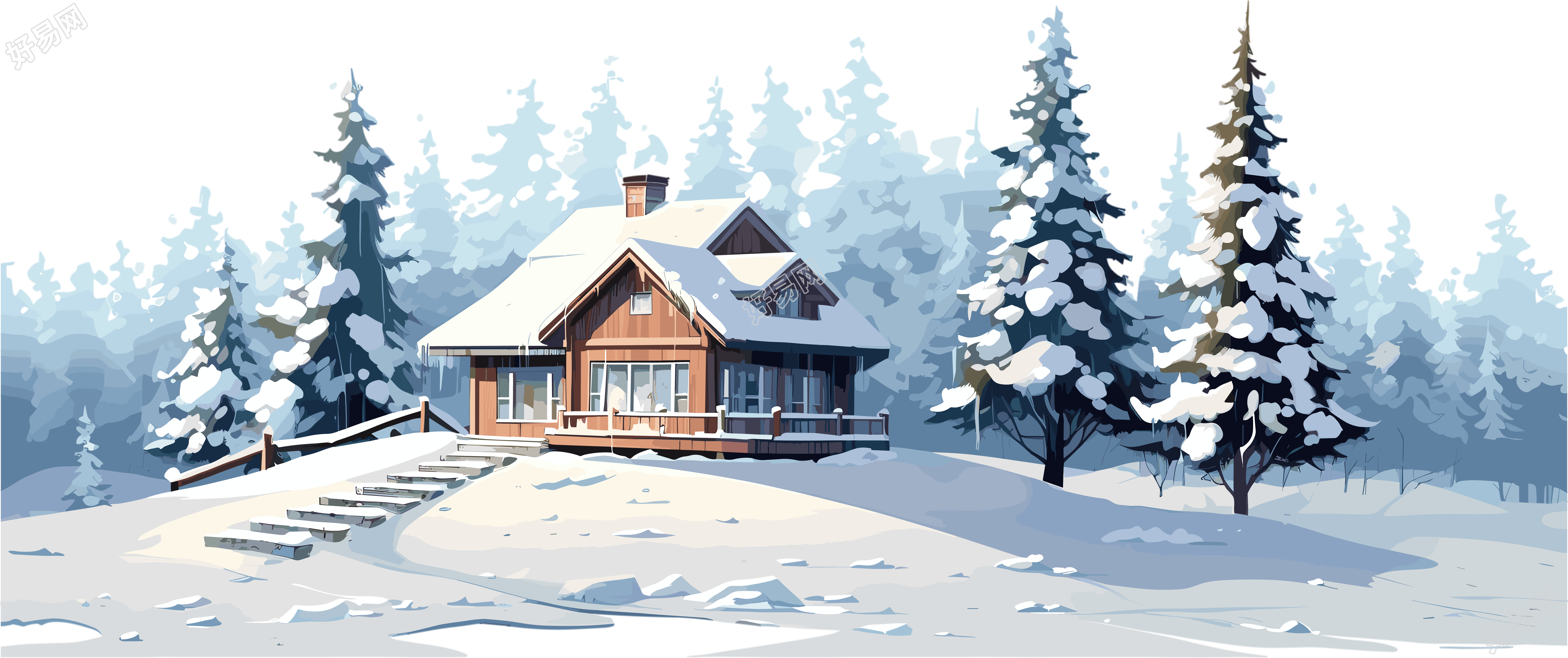 雪地小屋2D平面图插图