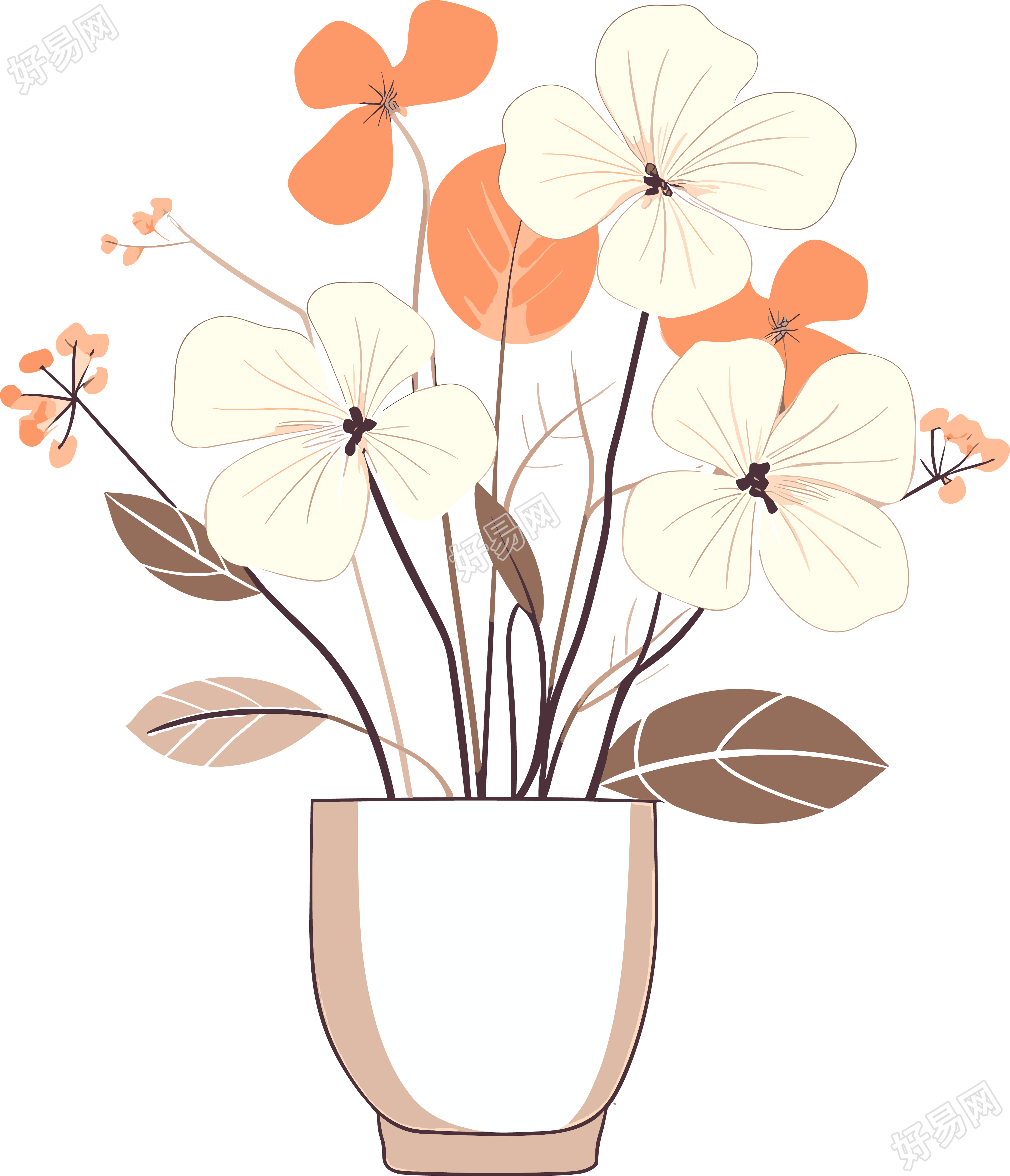 花朵主题的简约插画设计素材