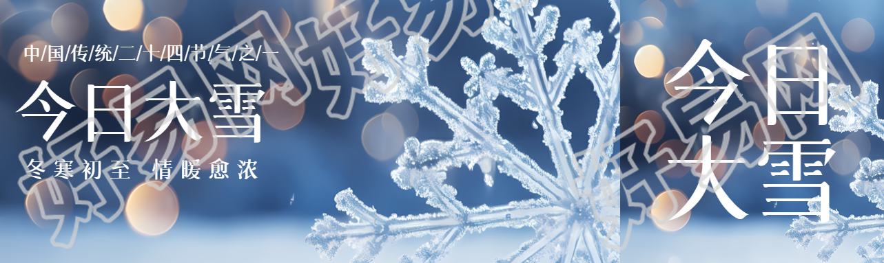 中国传统二十四节气大雪唯美雪花公众号封面图