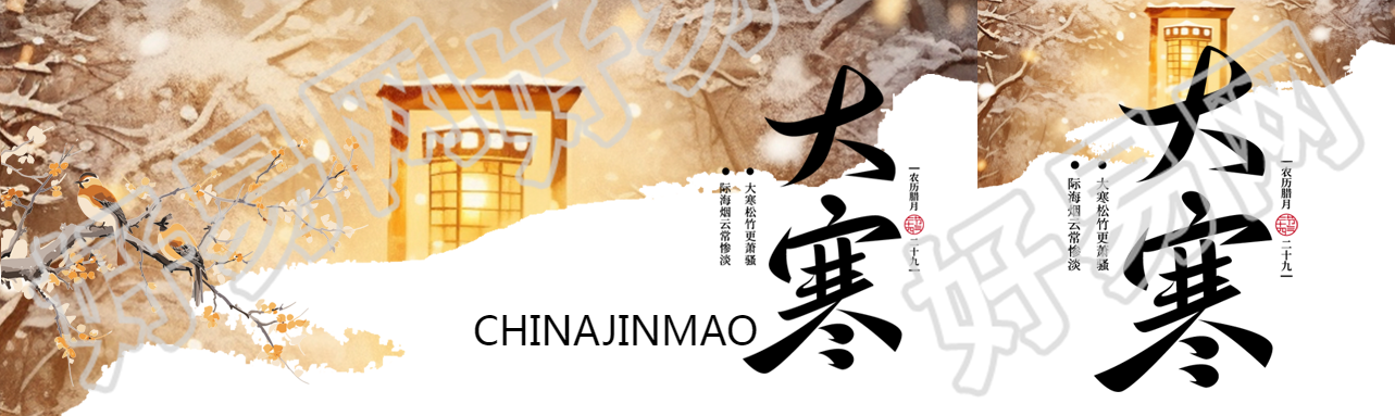 24节气大寒卡通小鸟公众号封面图