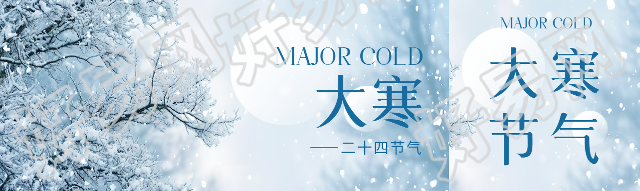 大寒节气树枝积雪实景公众号封面图