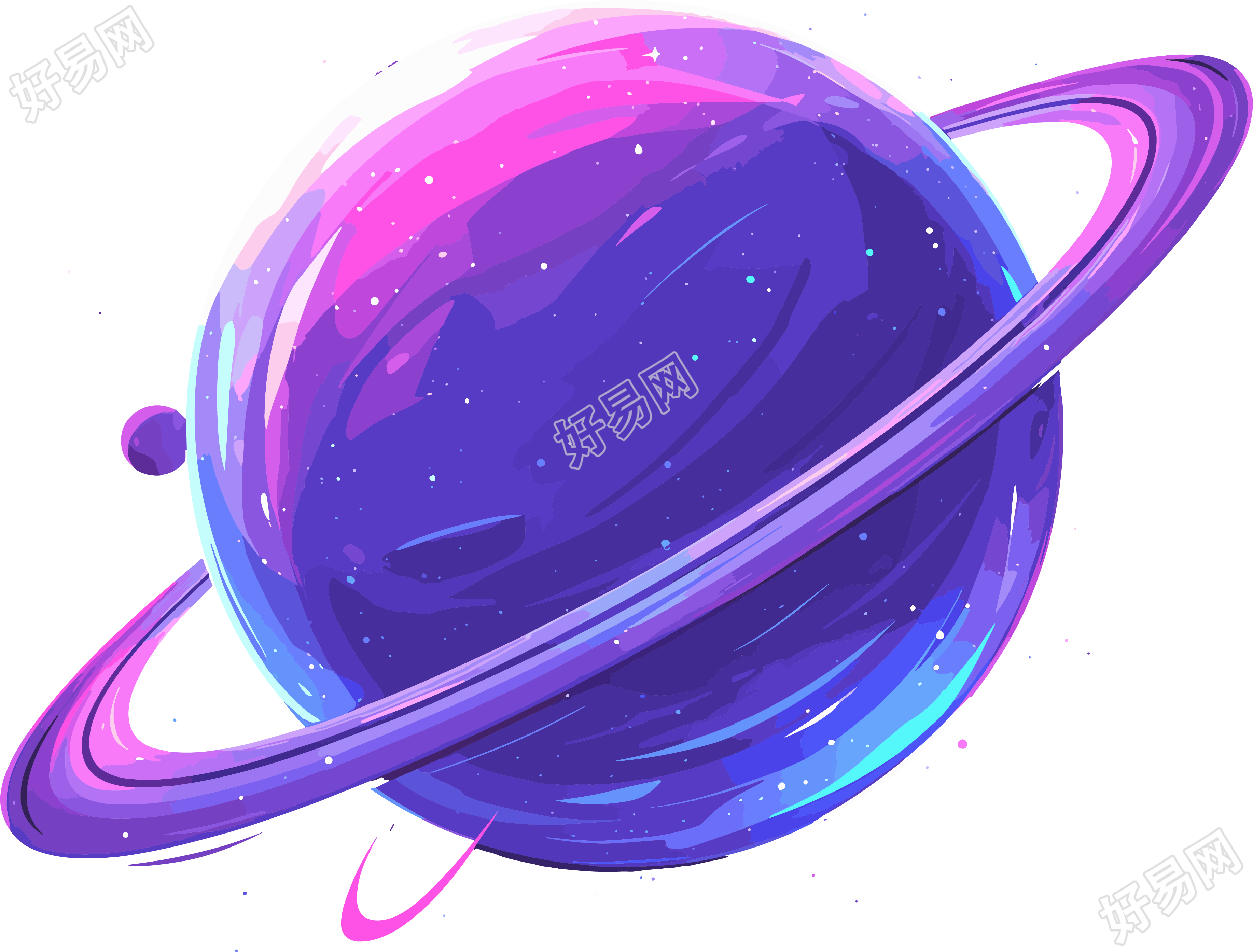 外太空紫色行星插画
