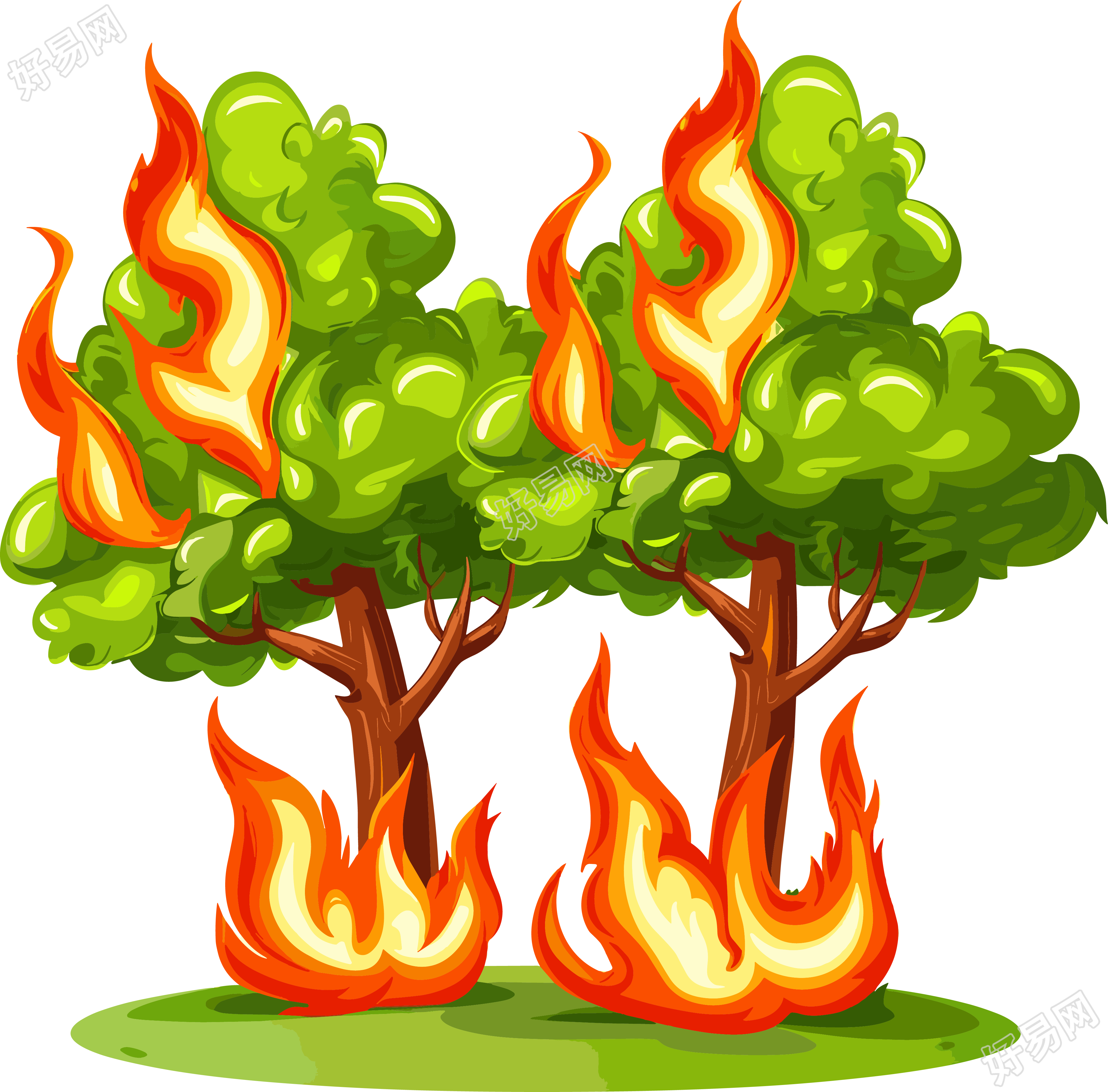 森林火灾商用插画