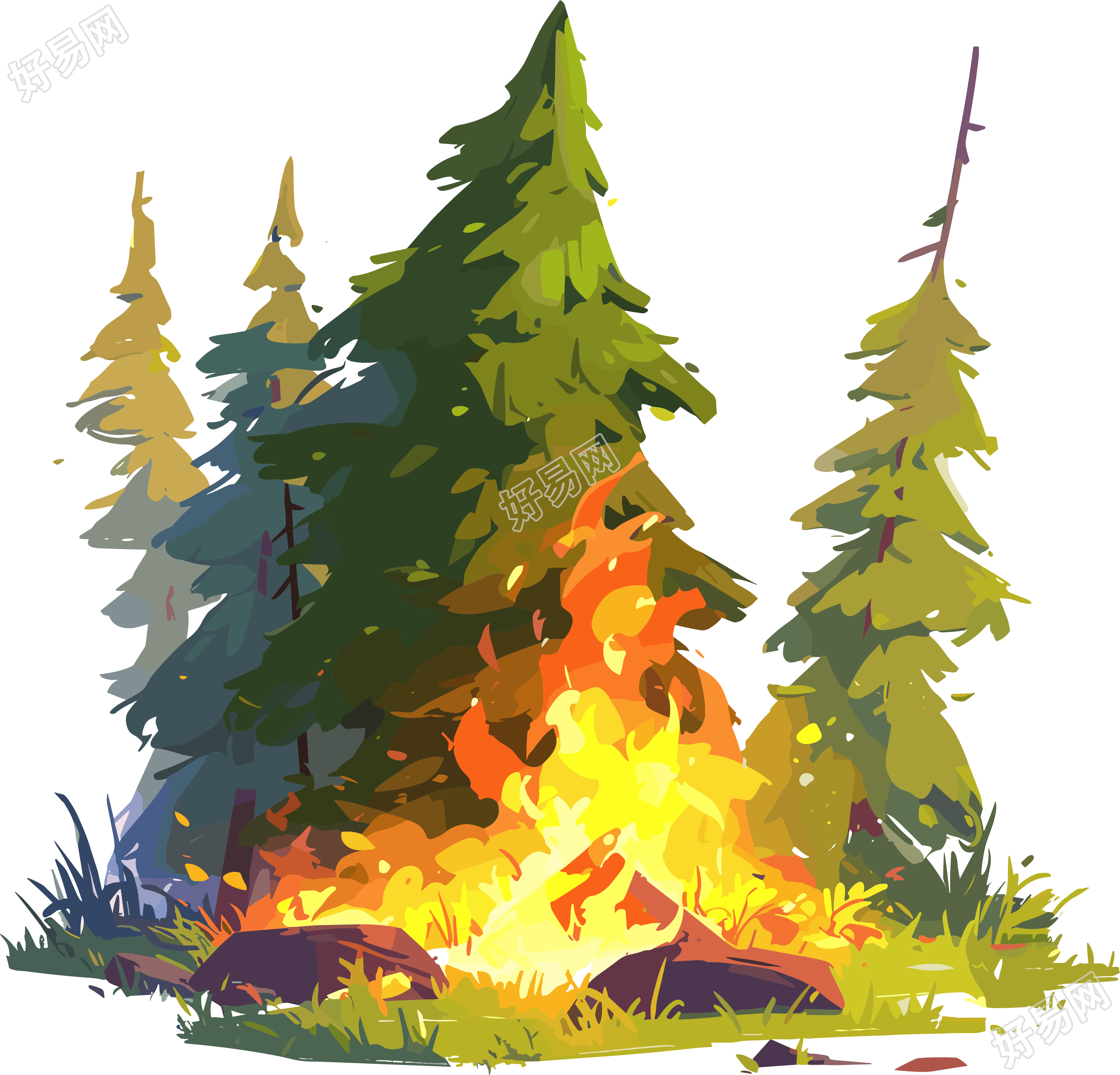 森林火灾创意插图