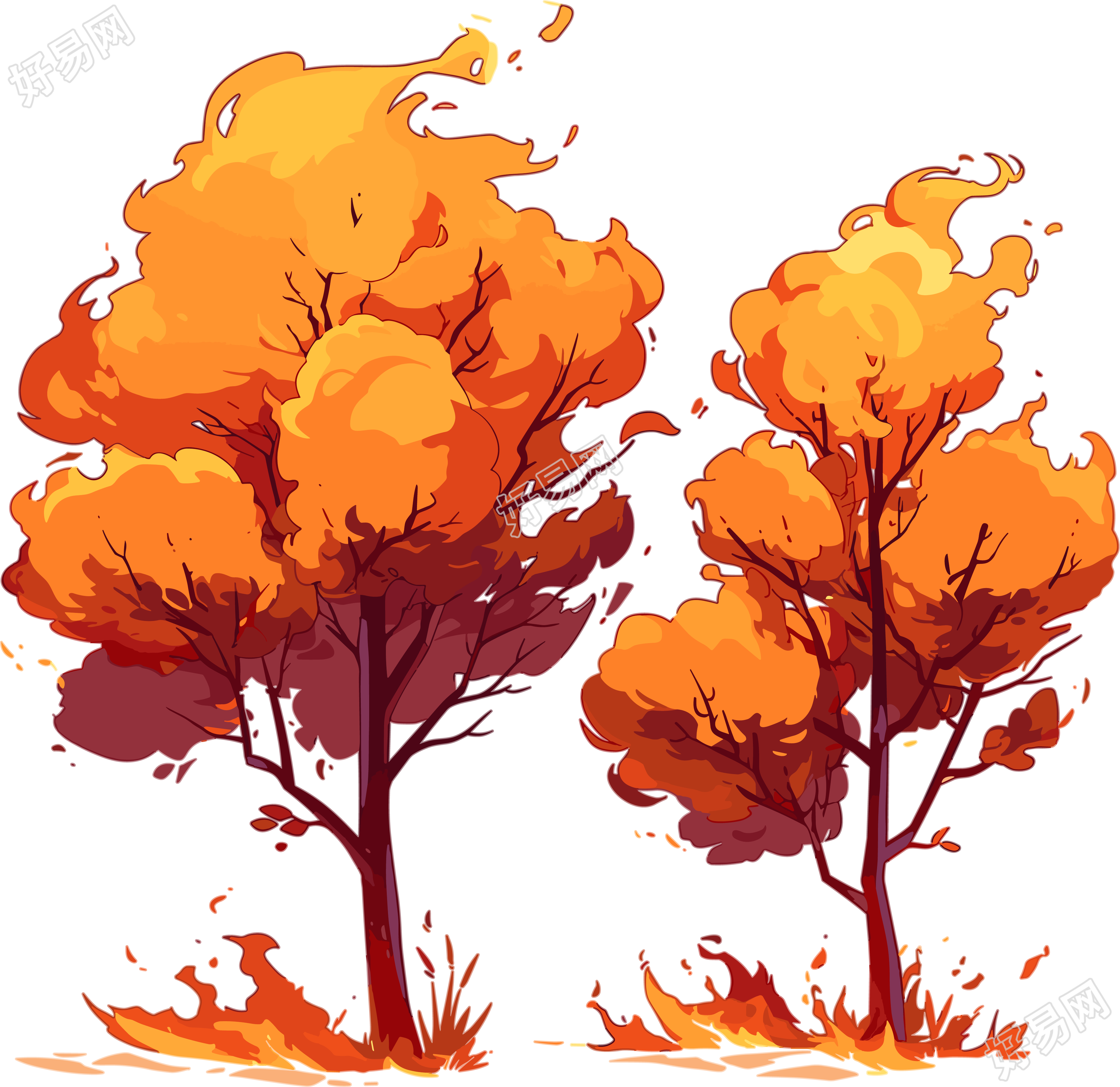 森林火灾PNG插画设计素材