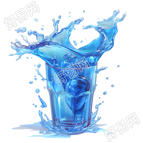 水花浅蓝色插画