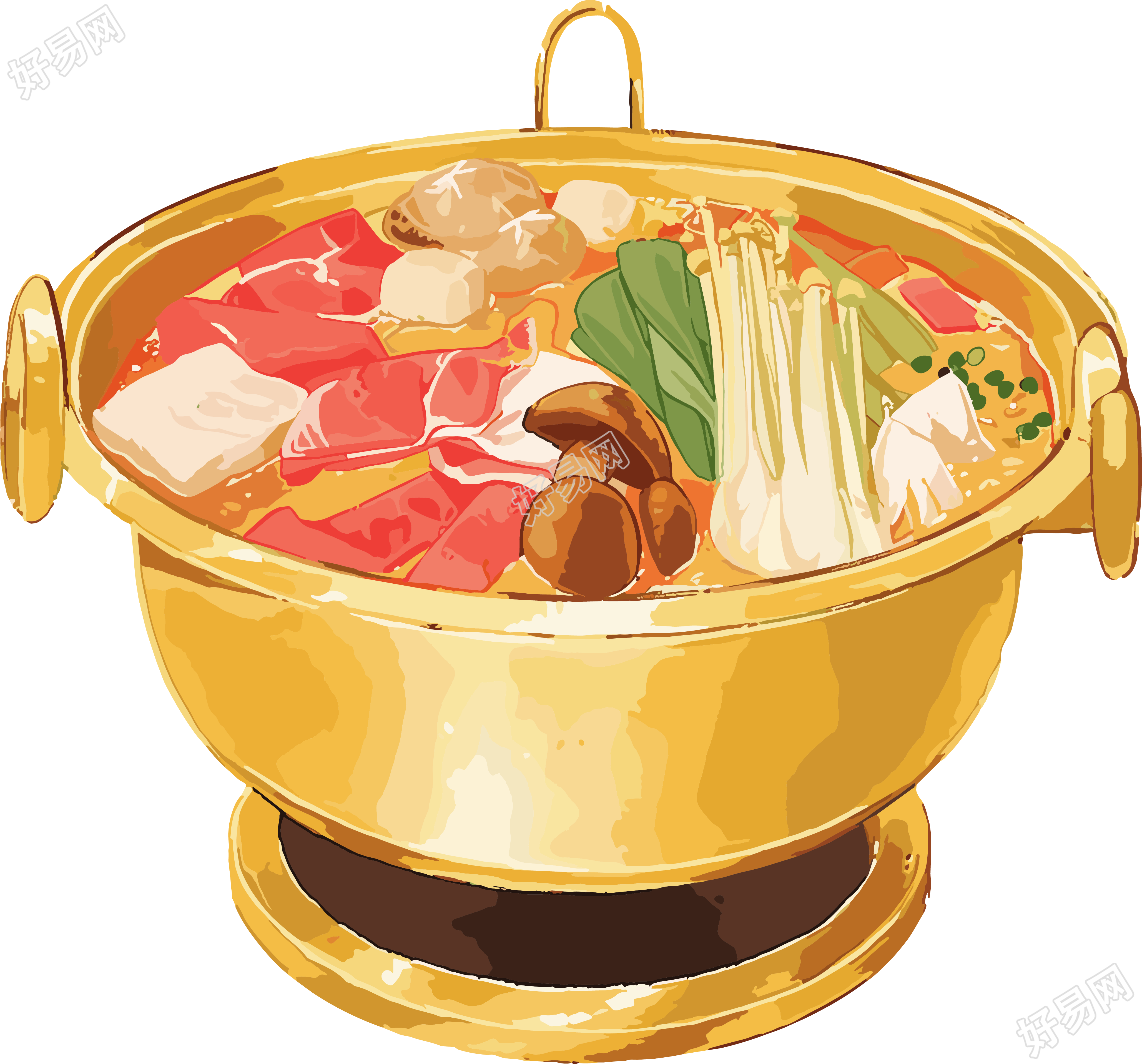 铜火锅插画素材