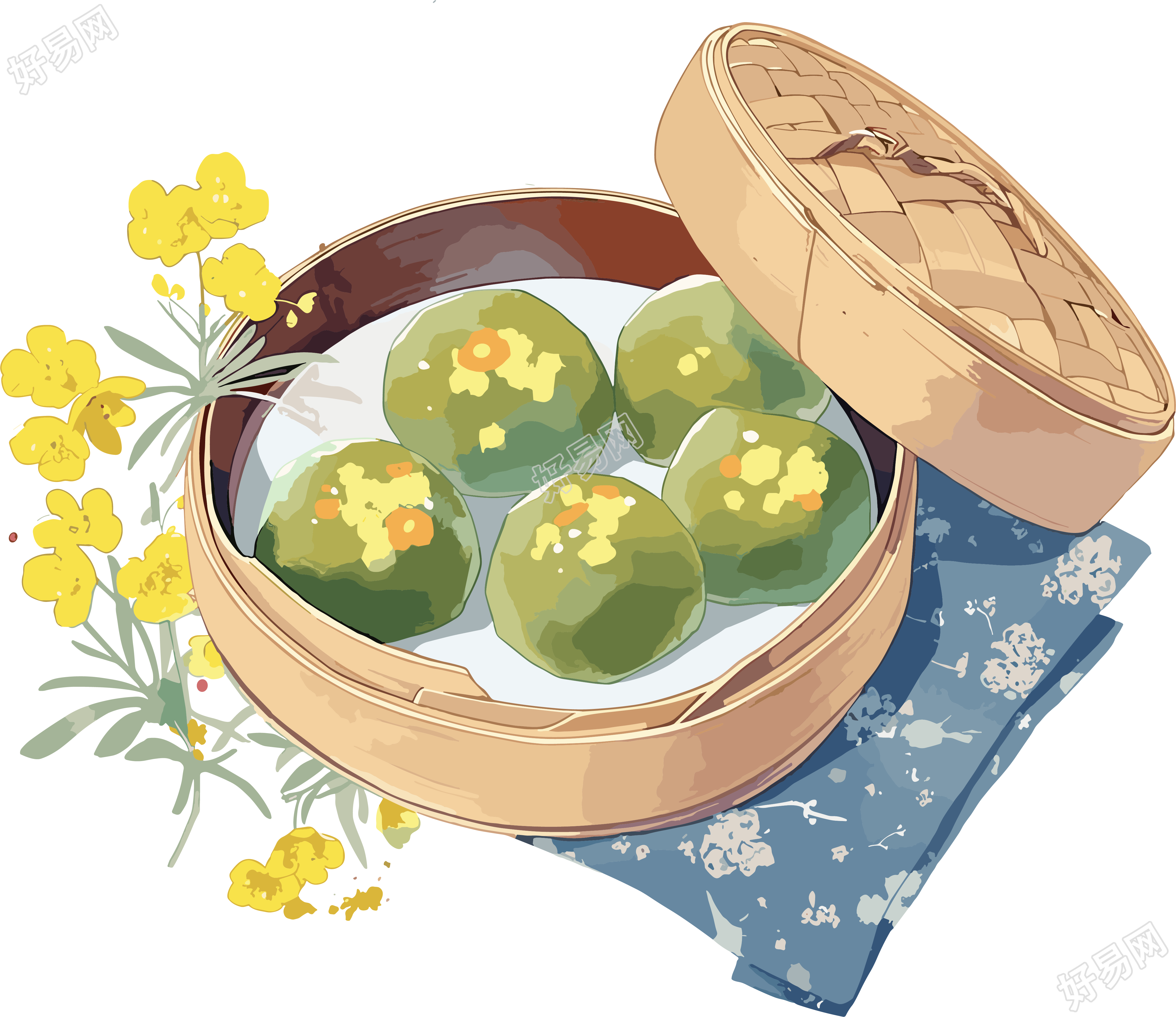 青团美味插画