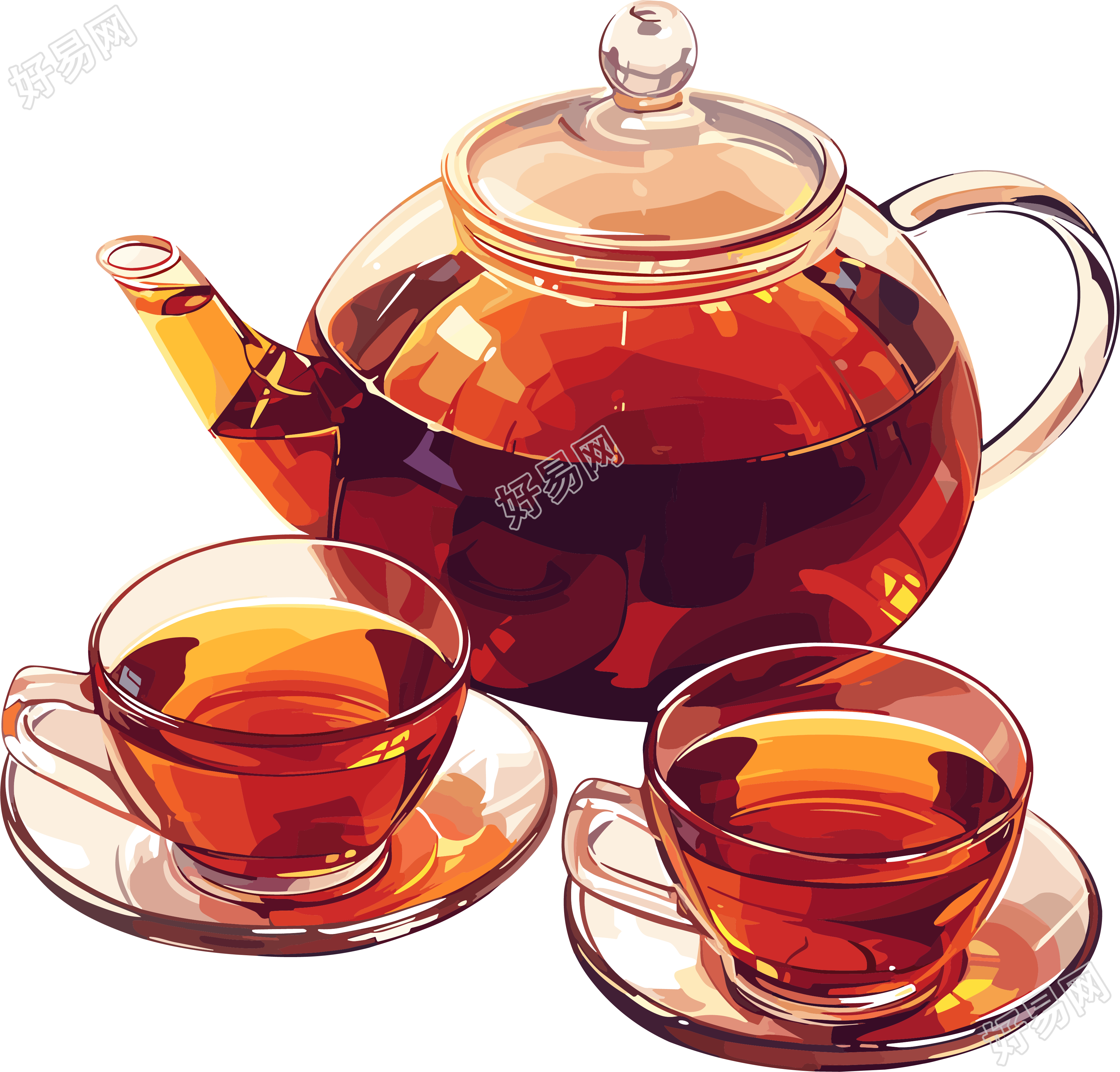 红茶简约扁平插画