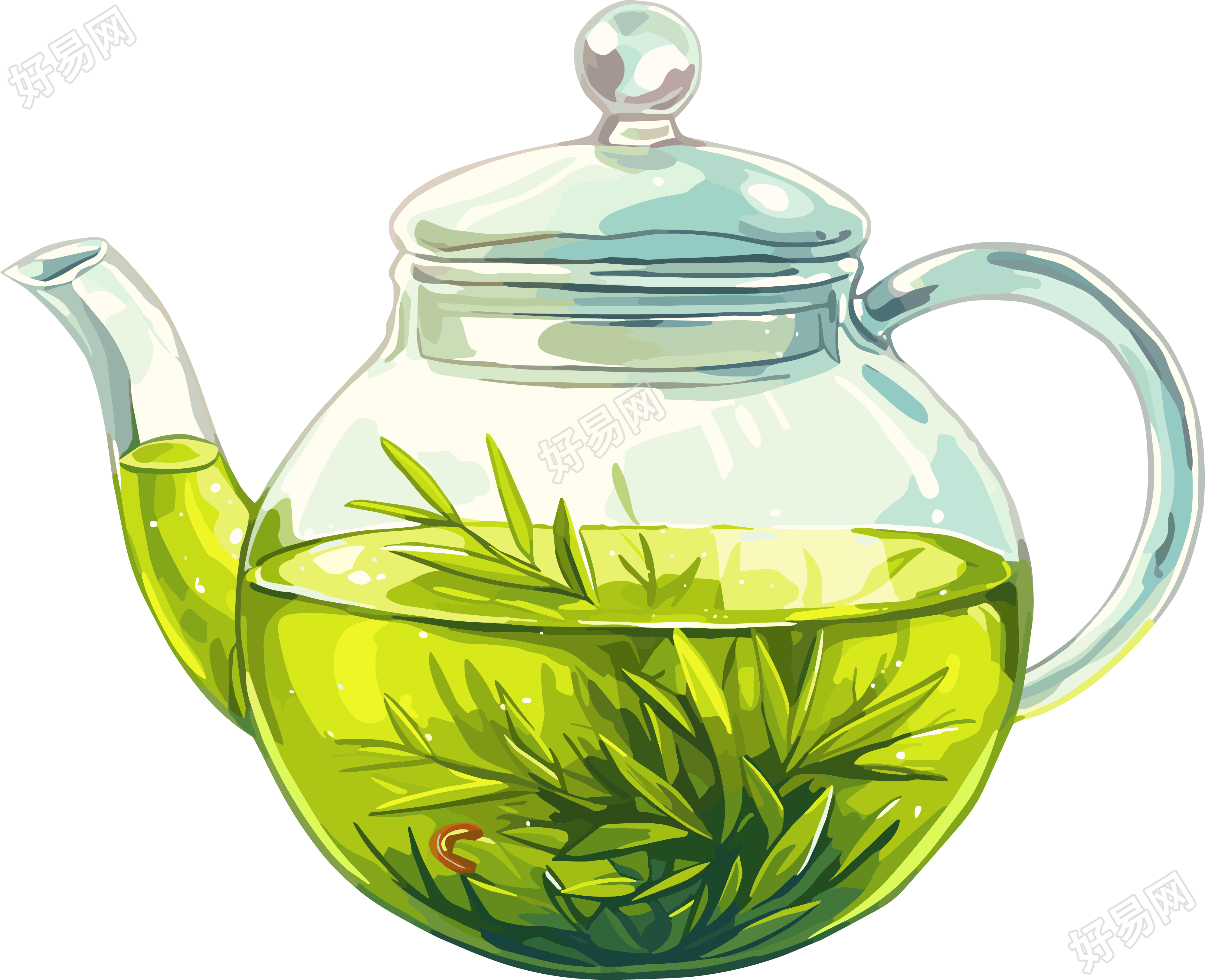 清茶绿茶插画