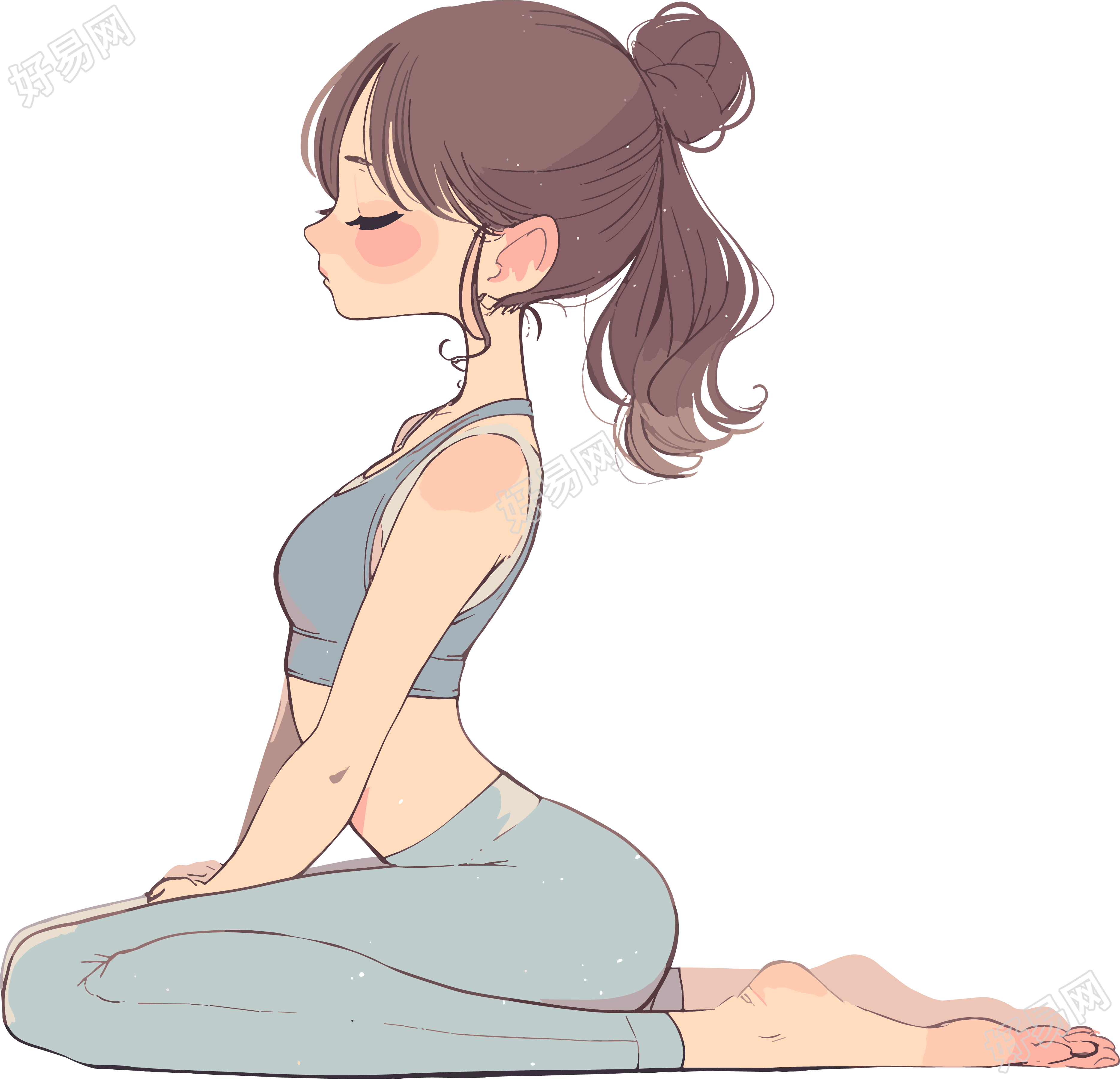 瑜伽女孩简洁插画