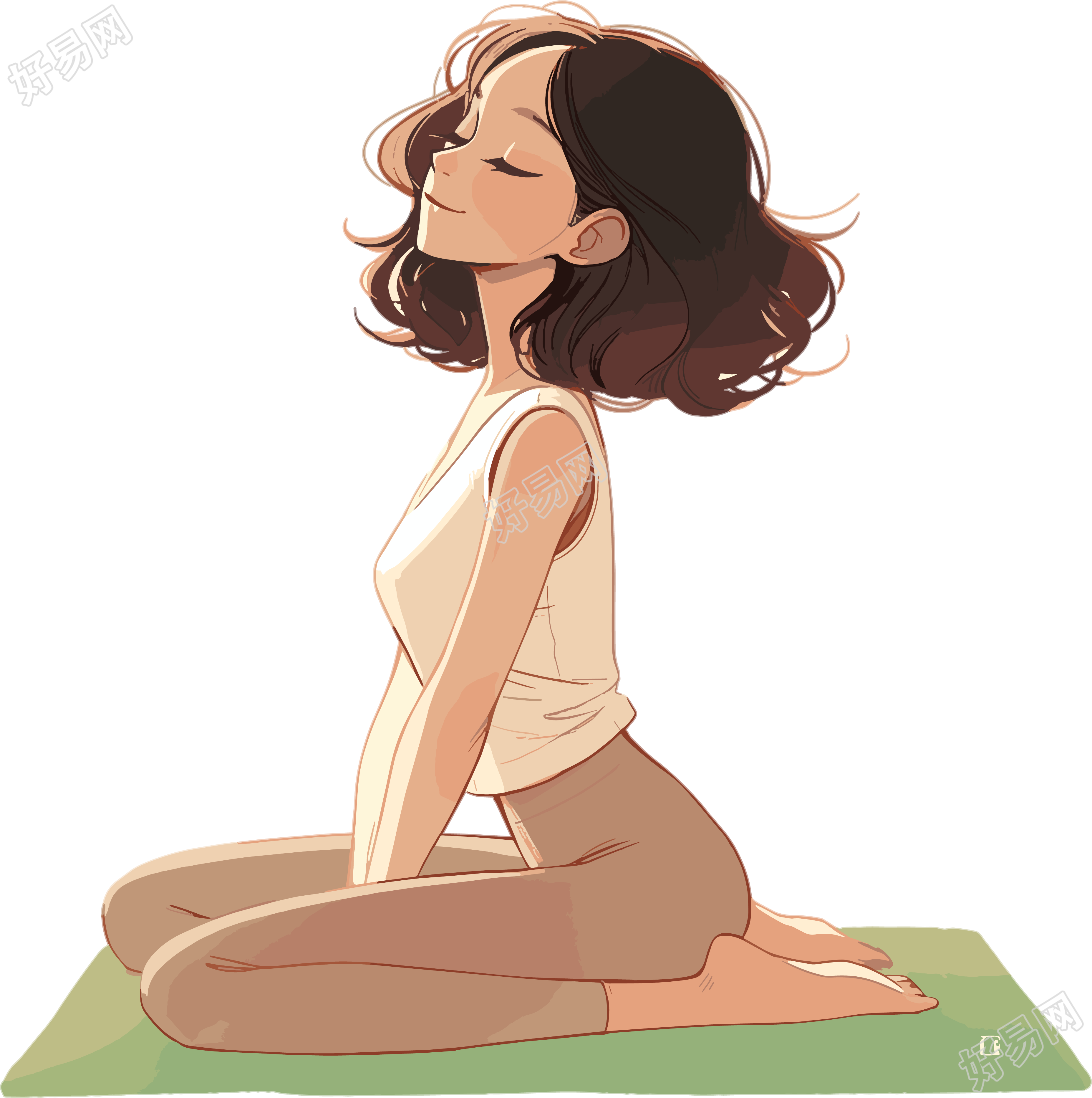 瑜伽女孩卡通插画