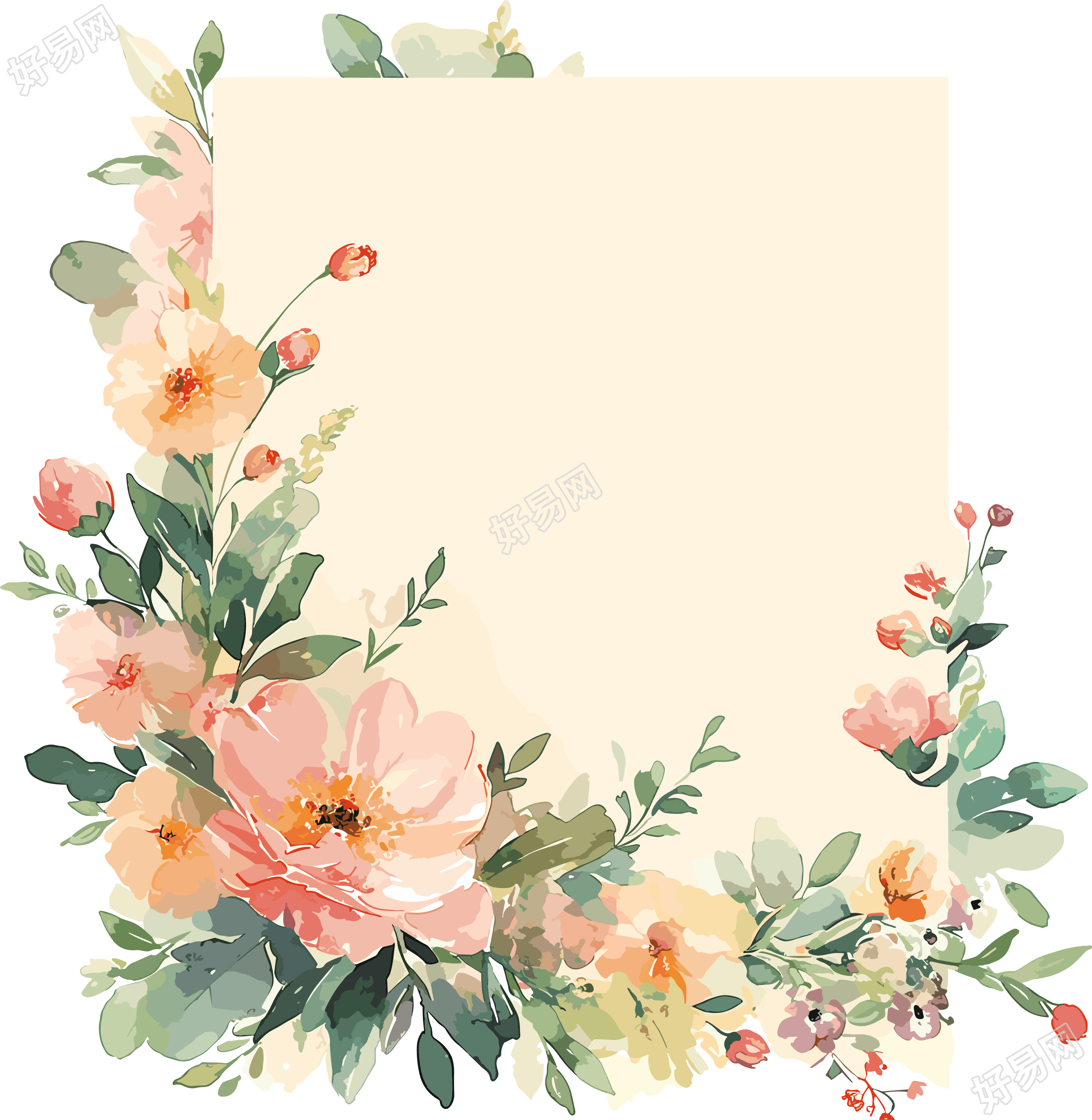 鲜花贺卡插画