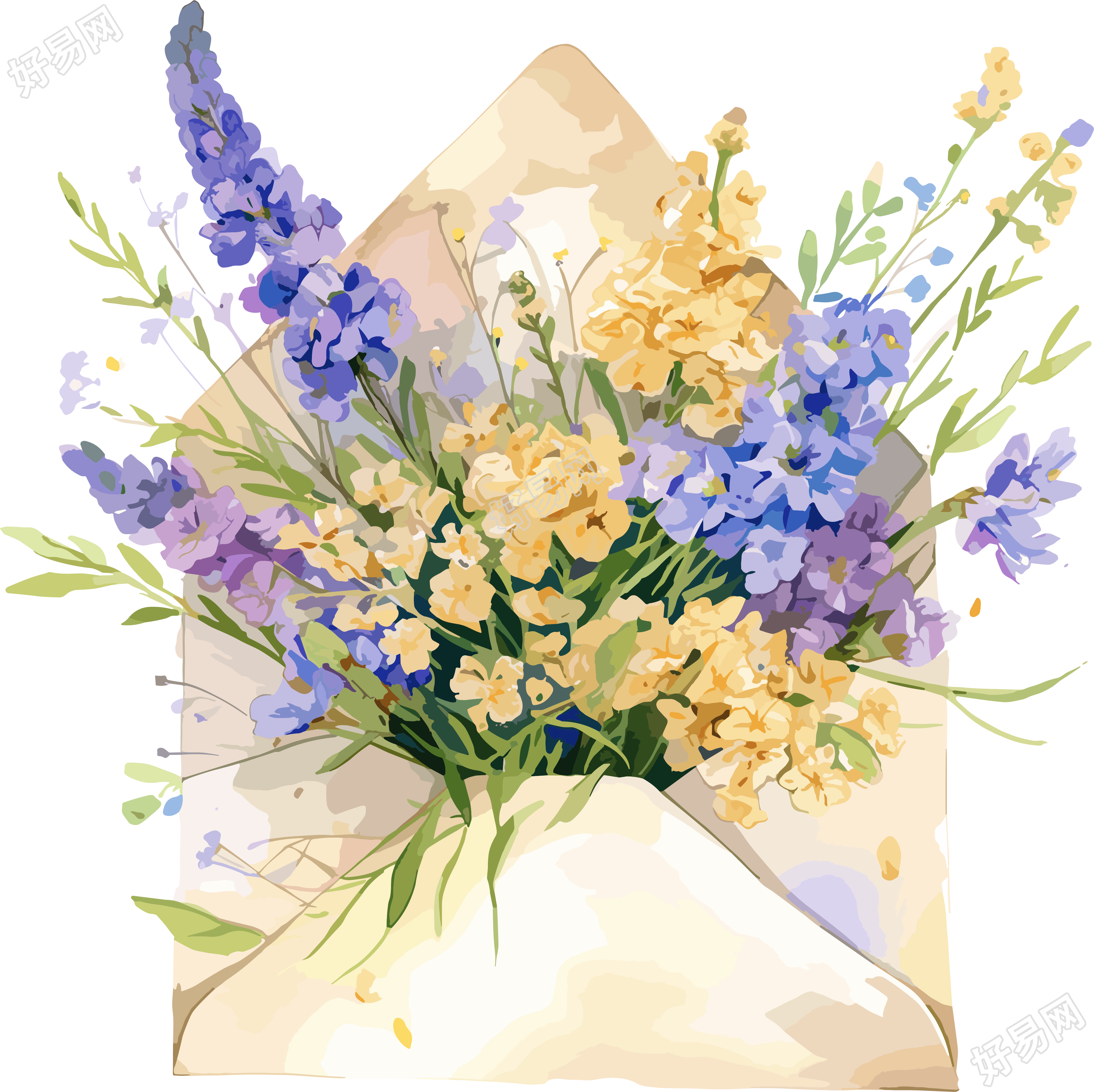 鲜花贺卡高清插画