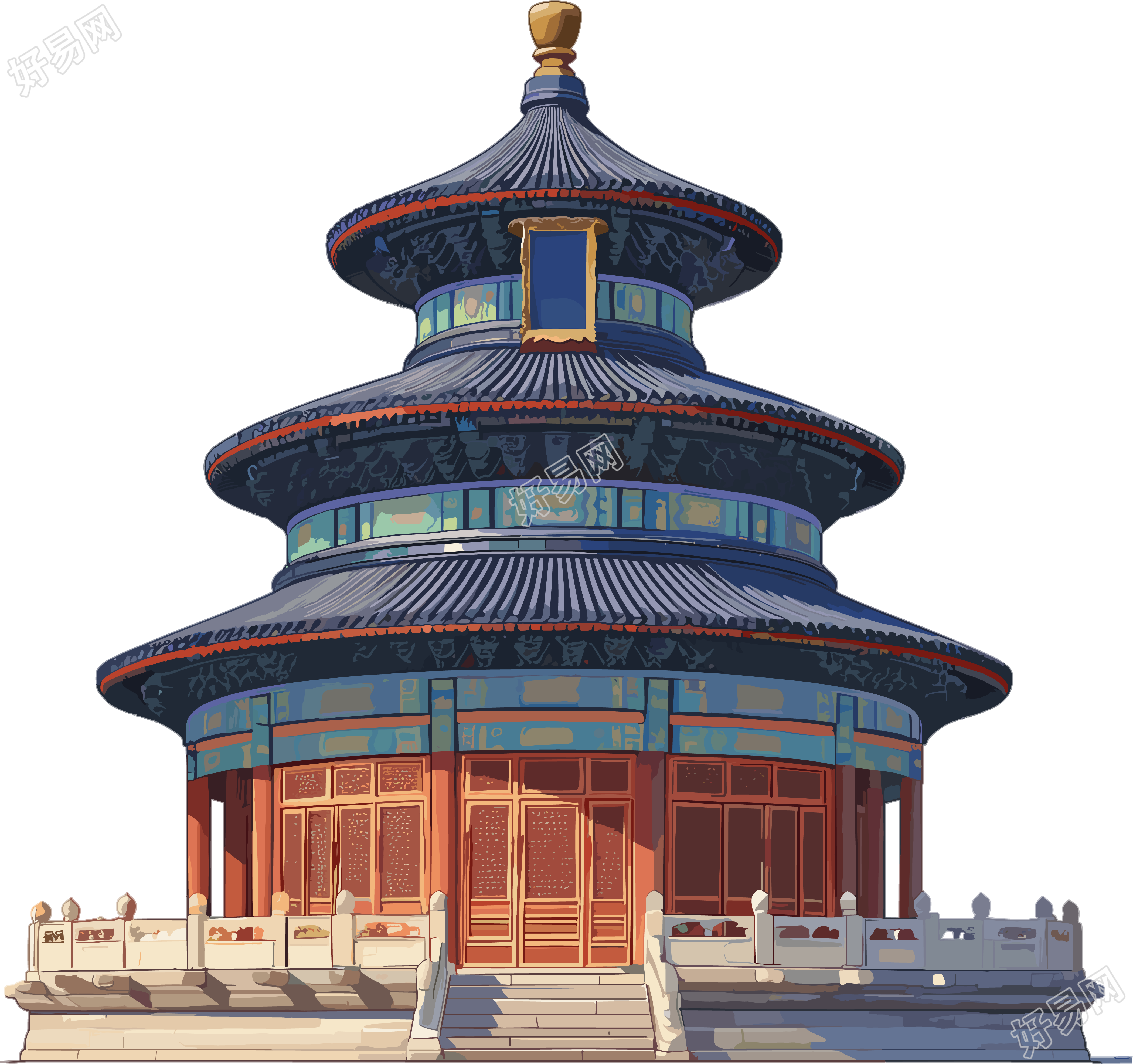 天坛插画素材