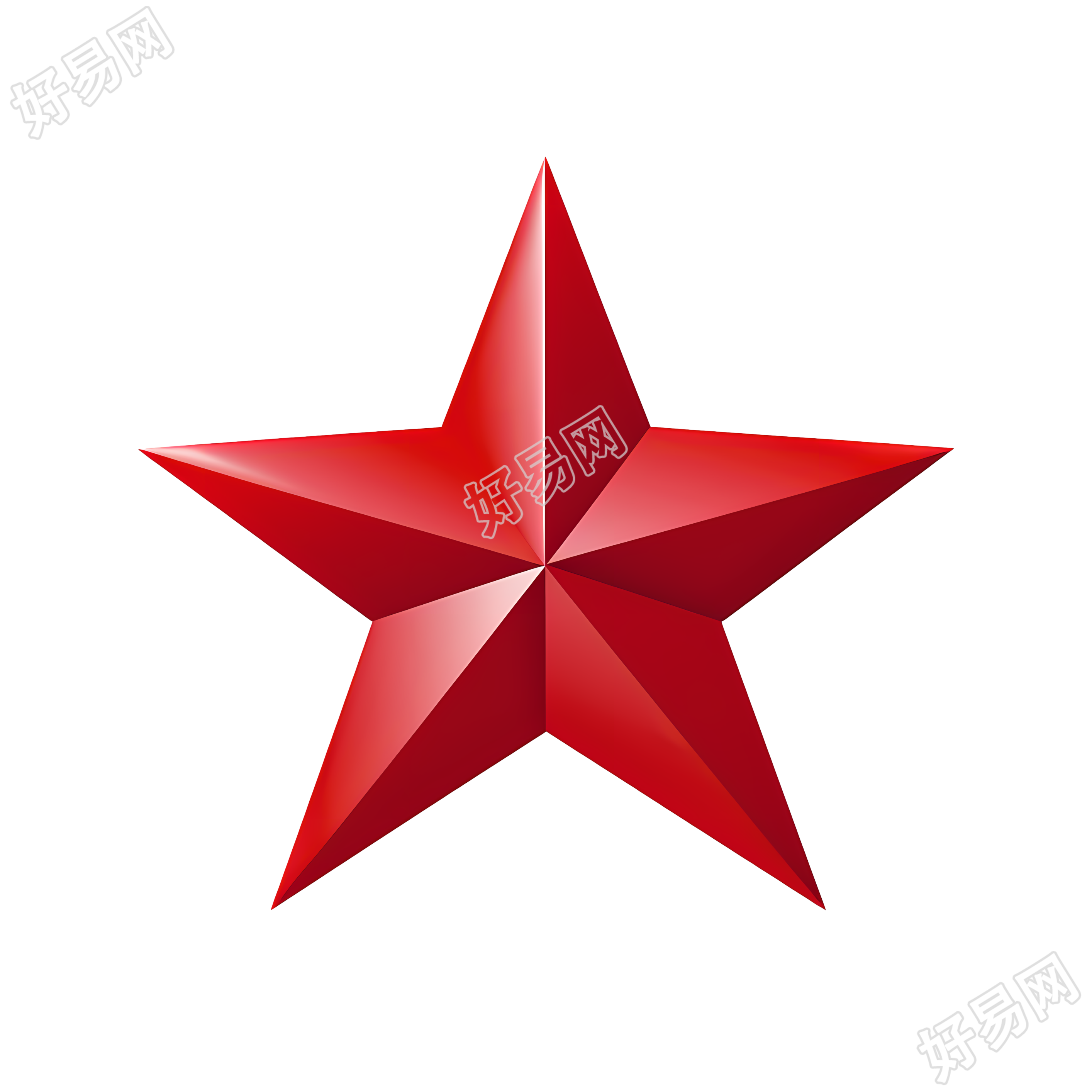 红色五角星PNG插图