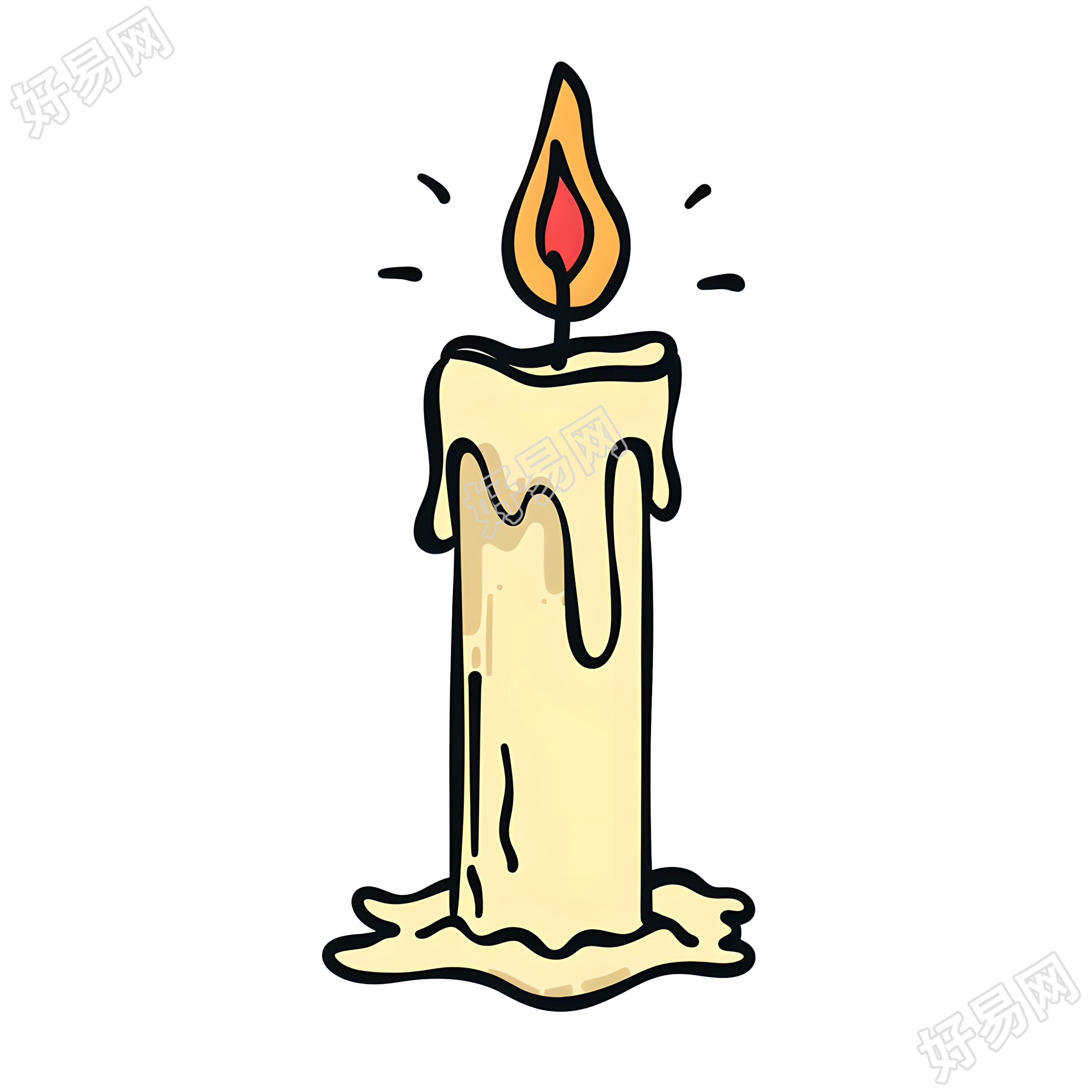 燃烧的蜡烛卡通插图