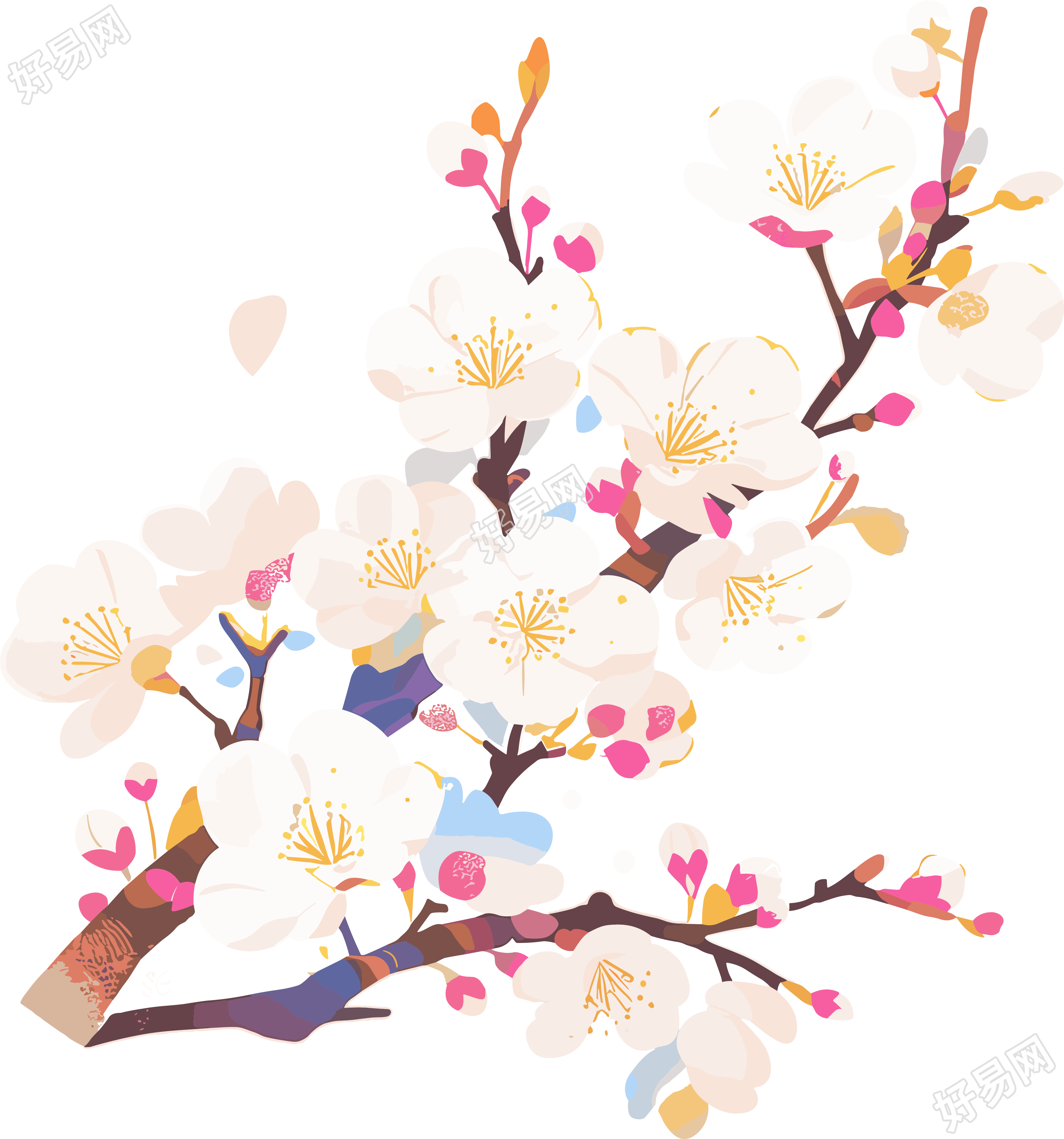 白色樱花创意设计元素