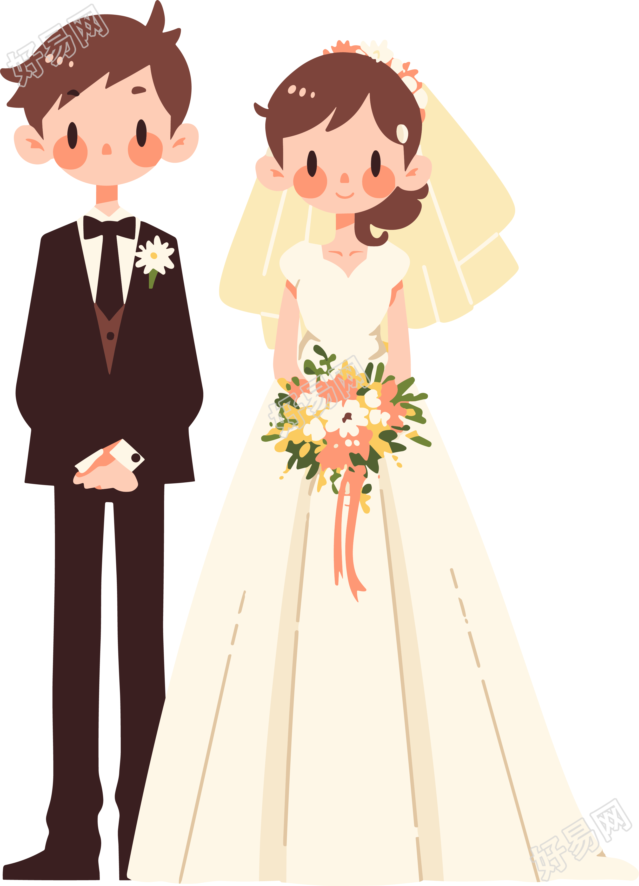 新婚夫妇平面插图