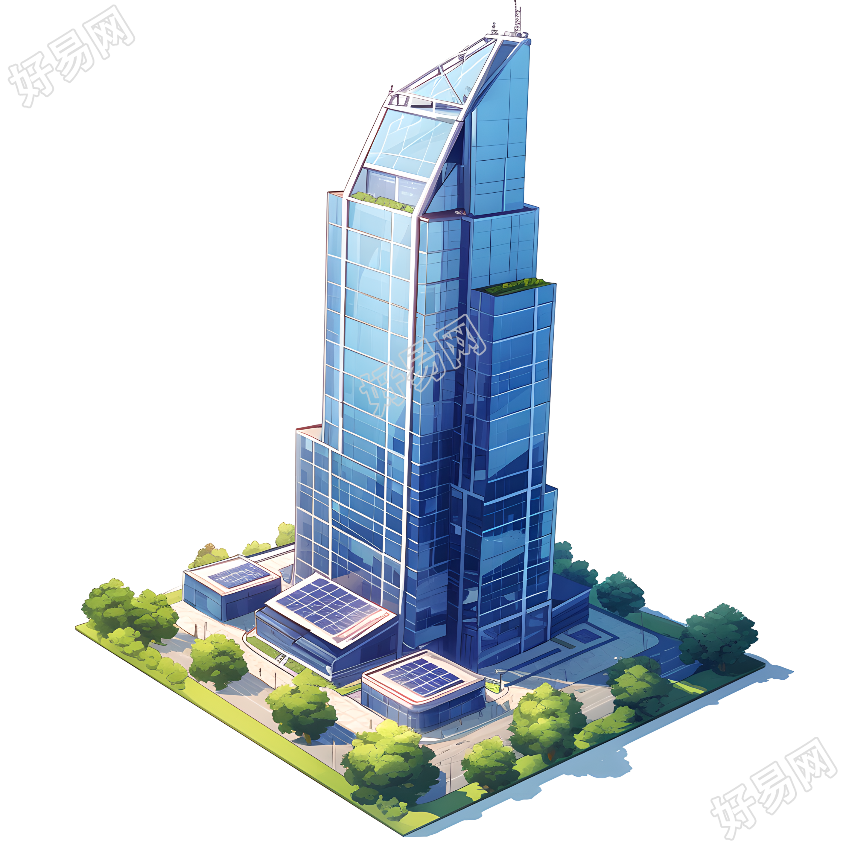 3D摩天大楼插画素材