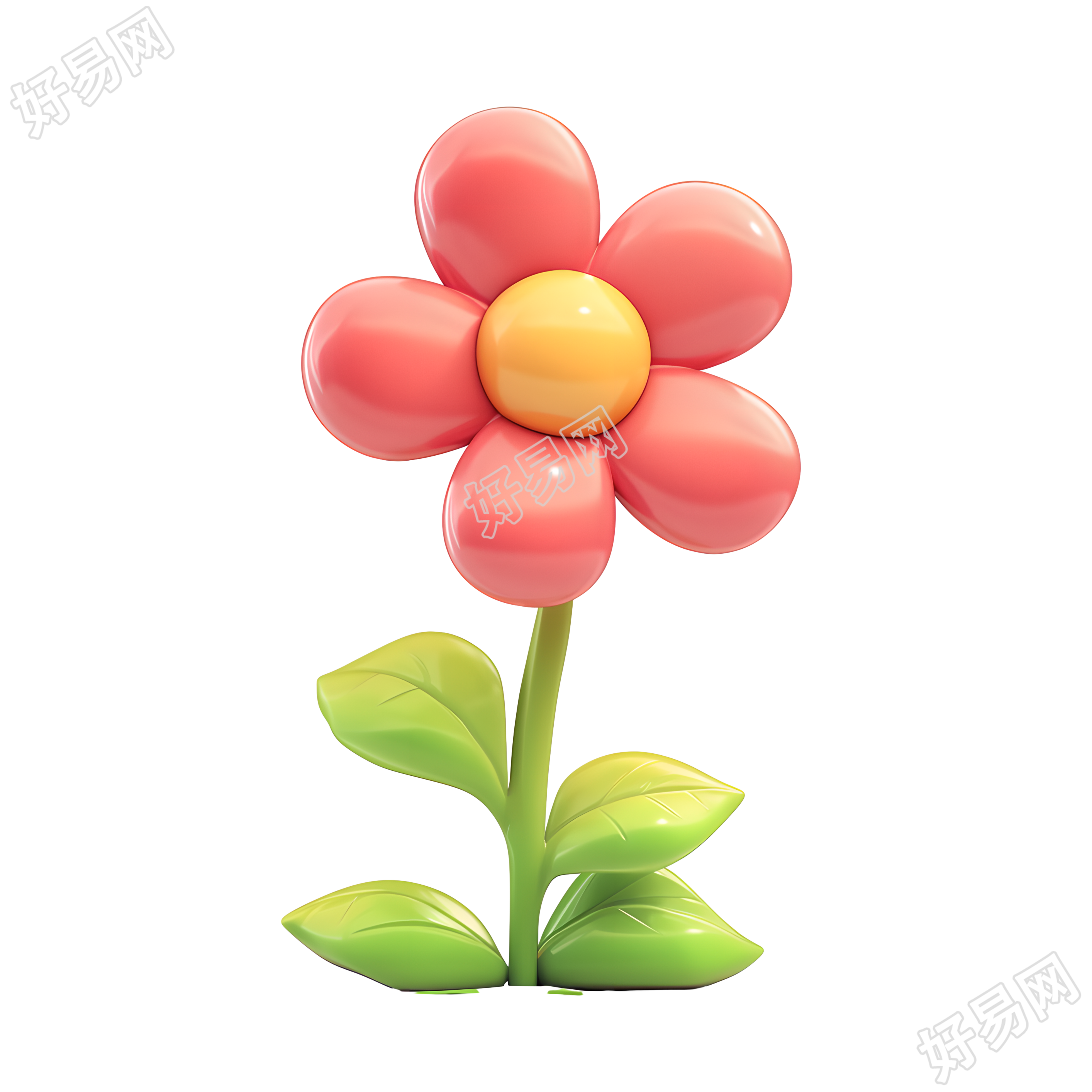 3D花朵可爱简约插画