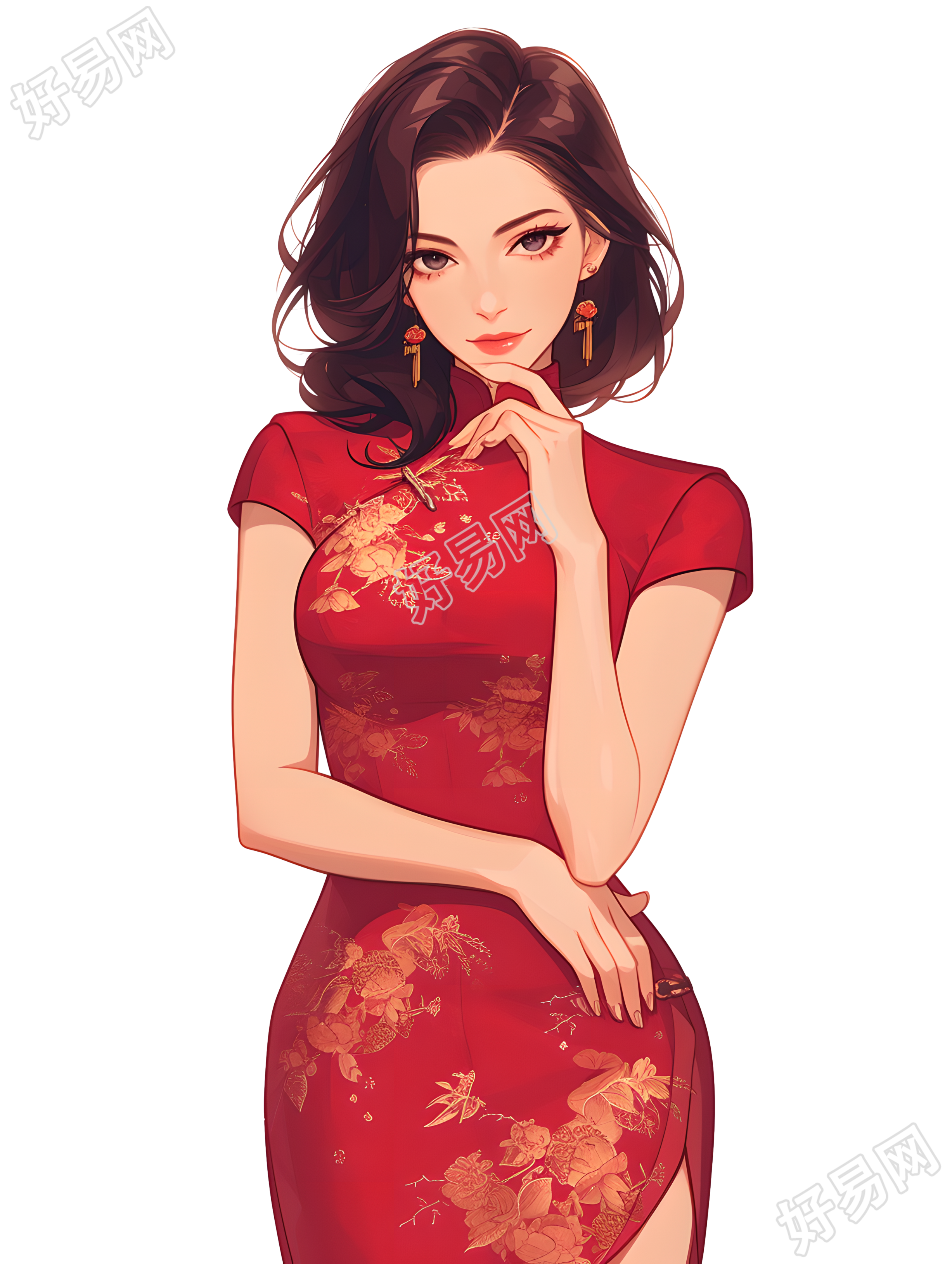 魅力女性旗袍素材