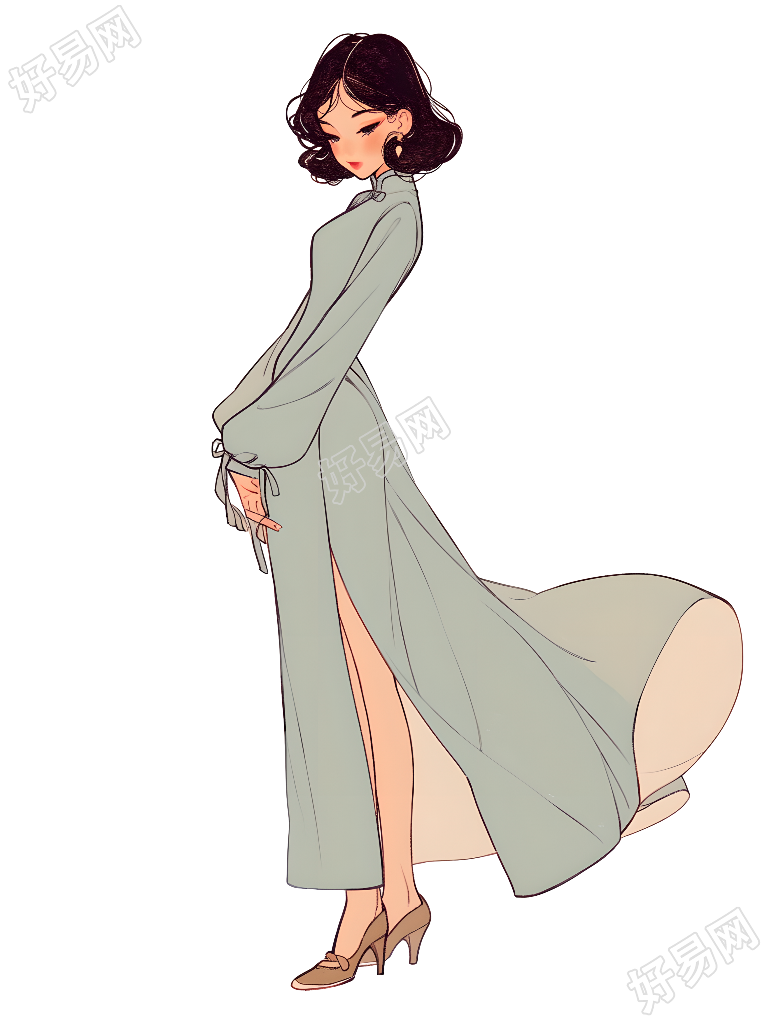 魅力女性可商用插画
