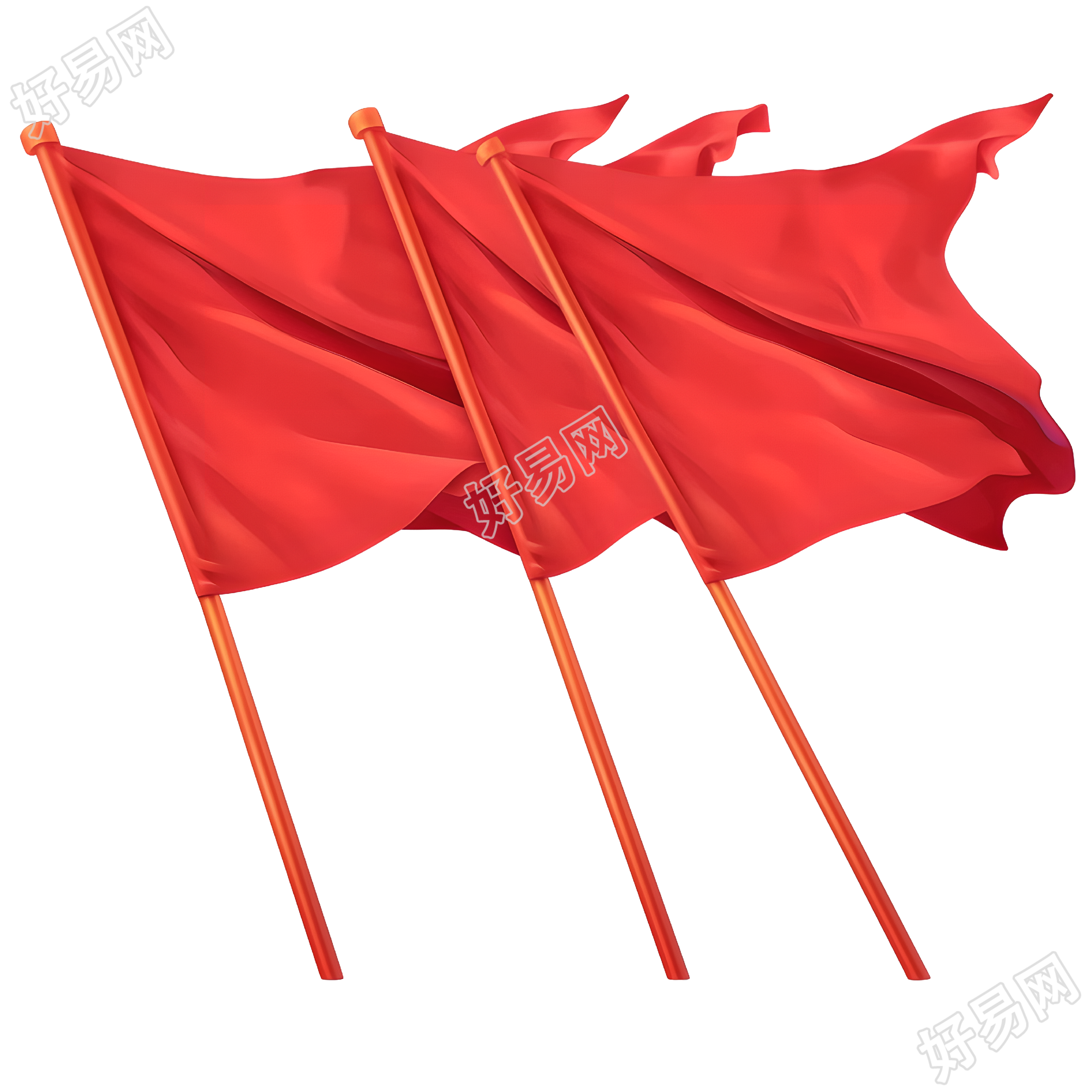 党政红旗插画设计素材