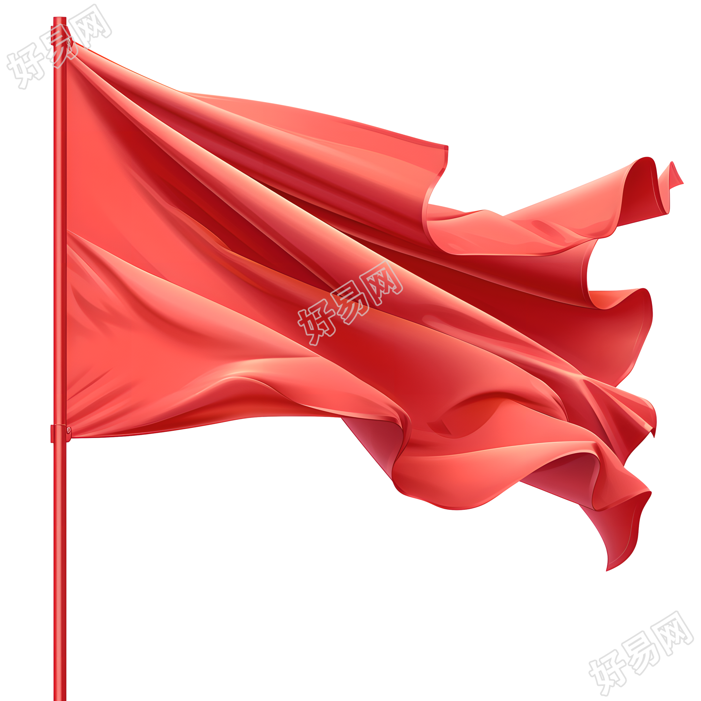党政红旗PNG商用素材