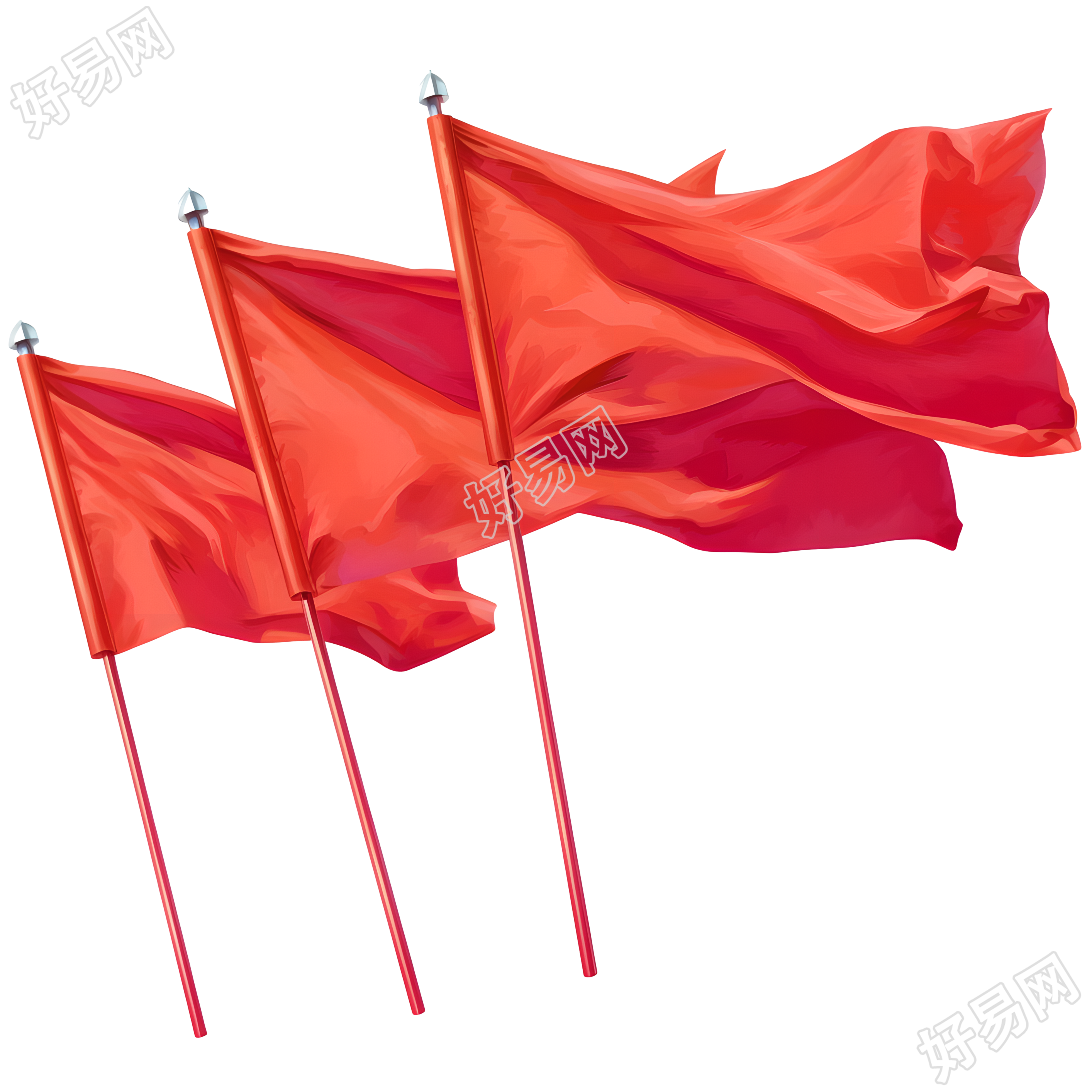 党政红旗高清插画素材