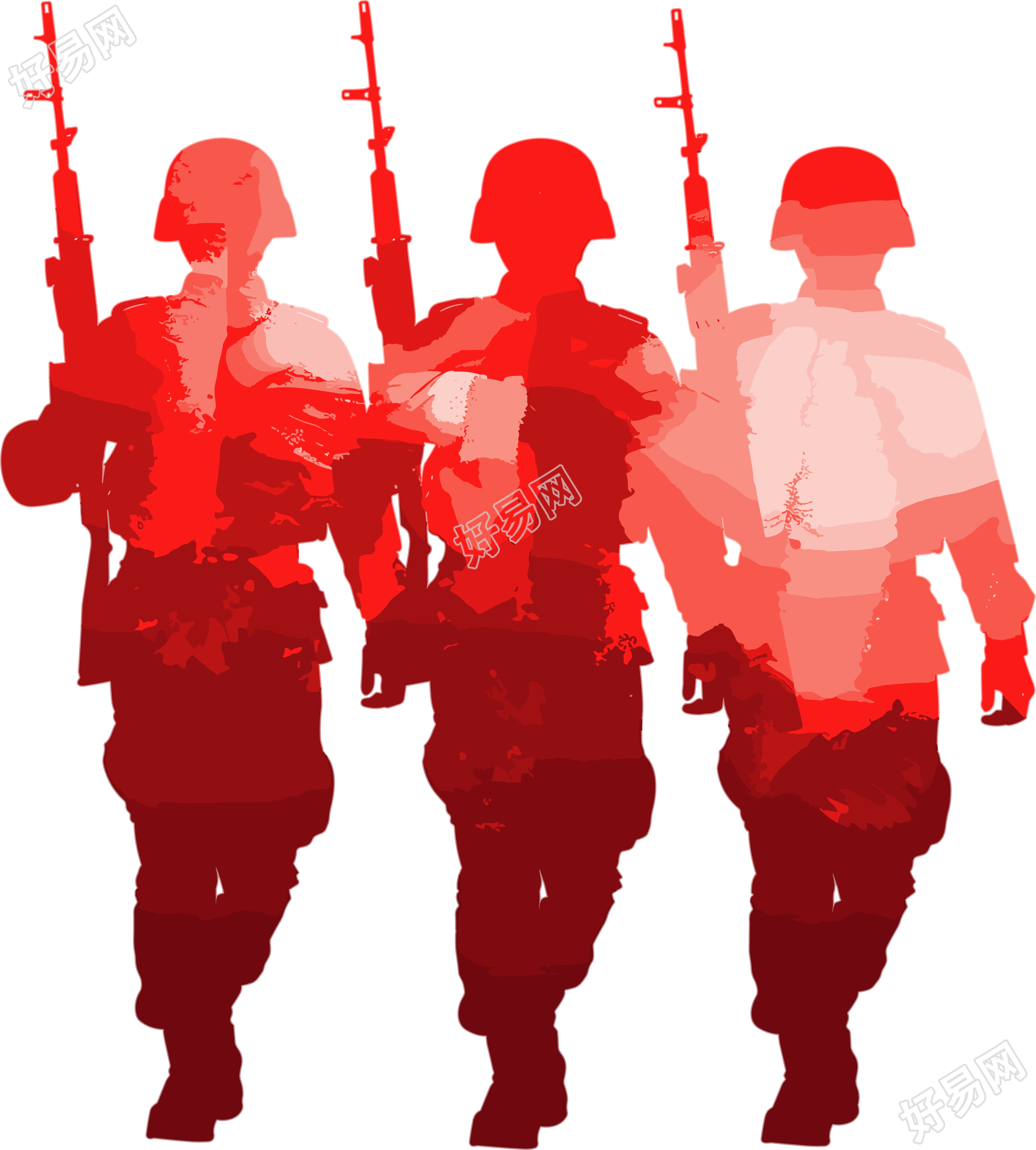 士兵剪影元素