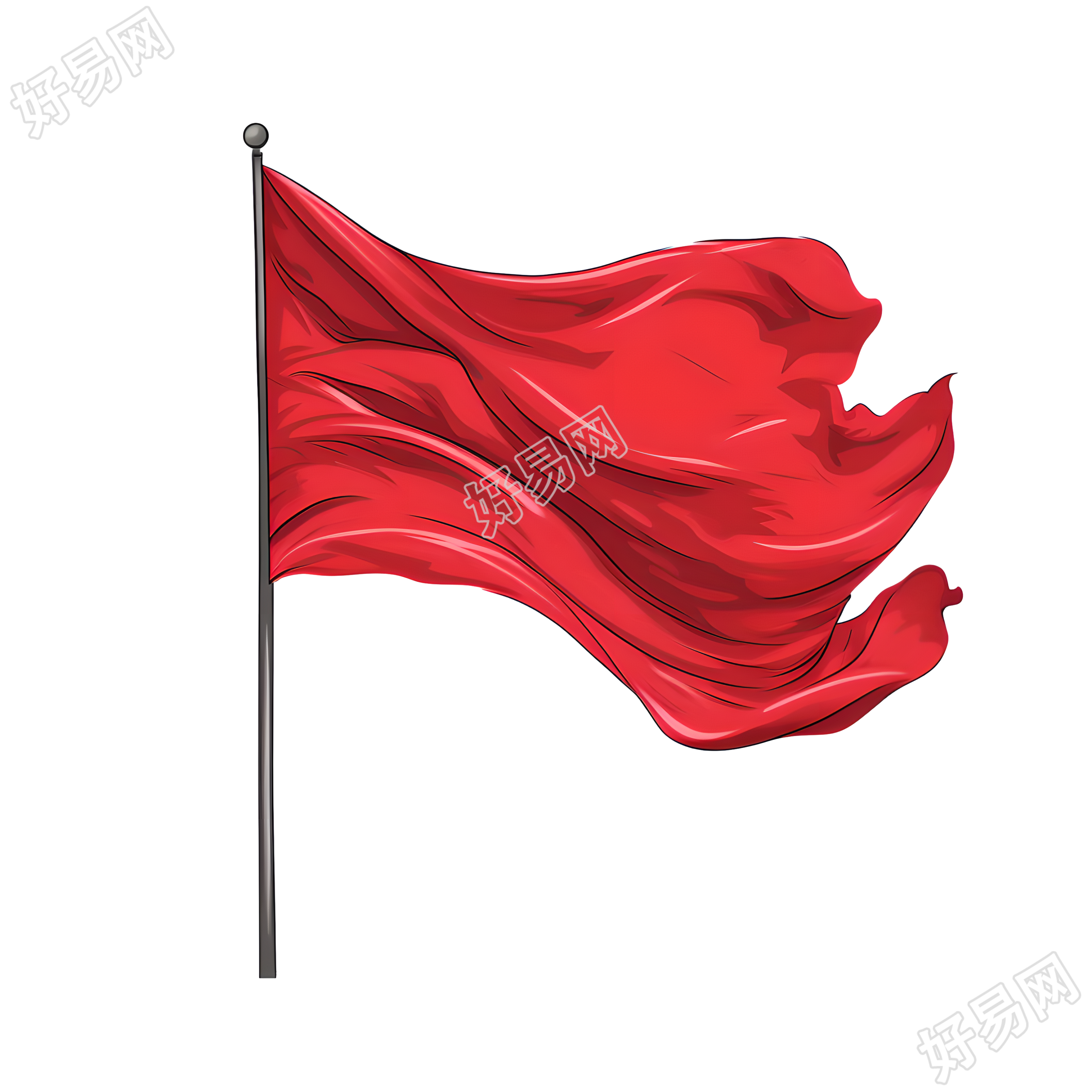党政红旗插画素材