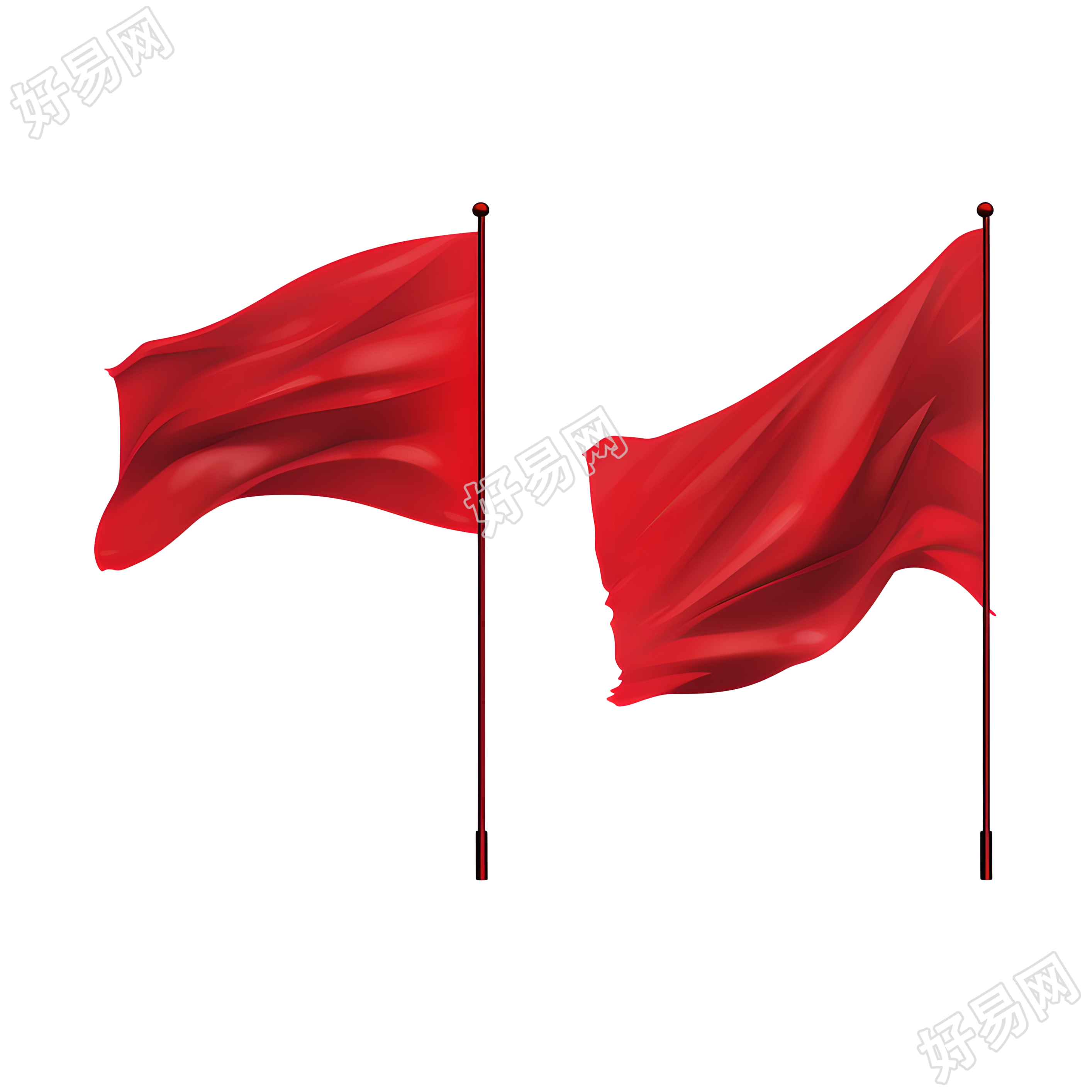 党政红旗商用插画