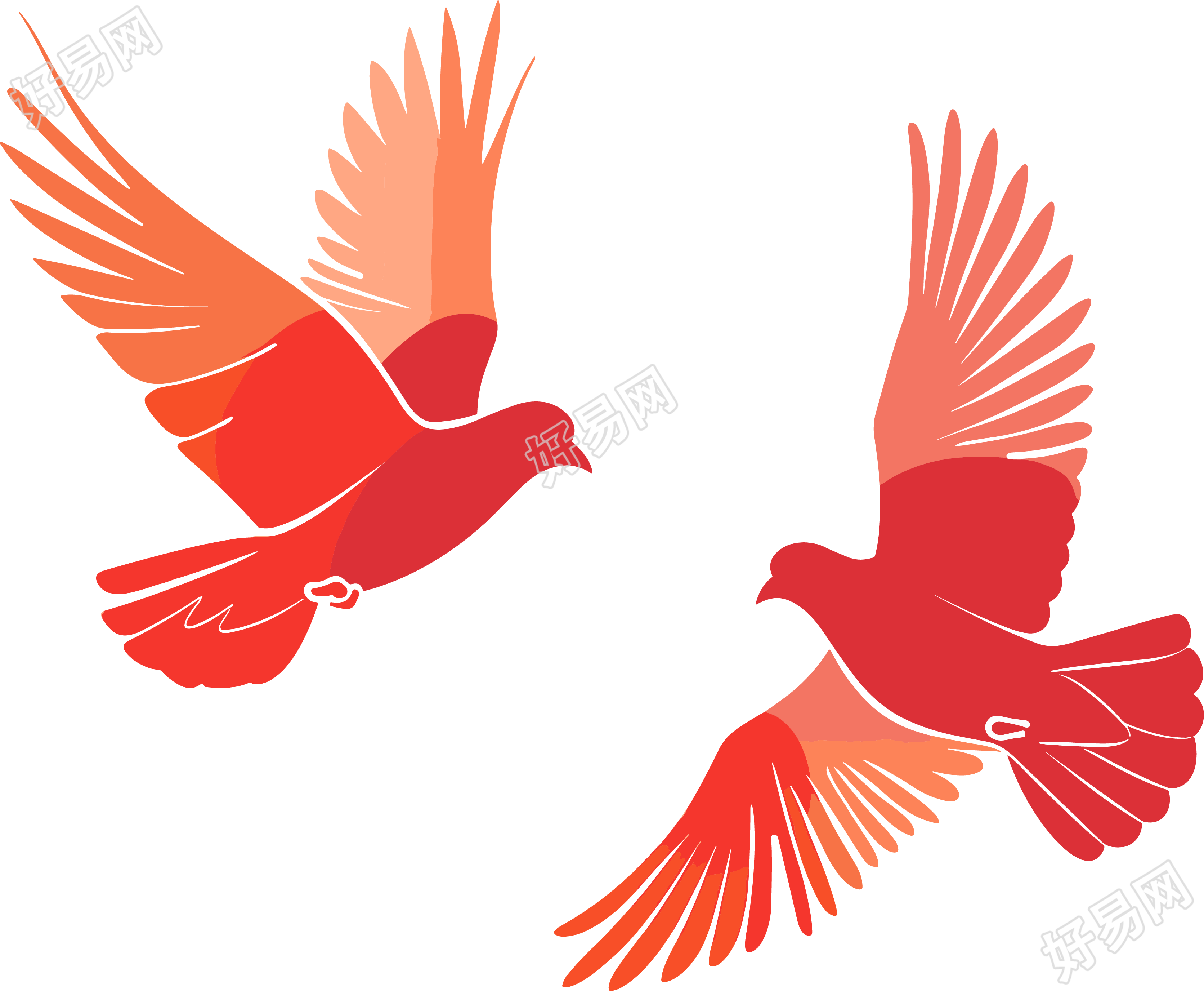 红色和平鸽插画设计元素