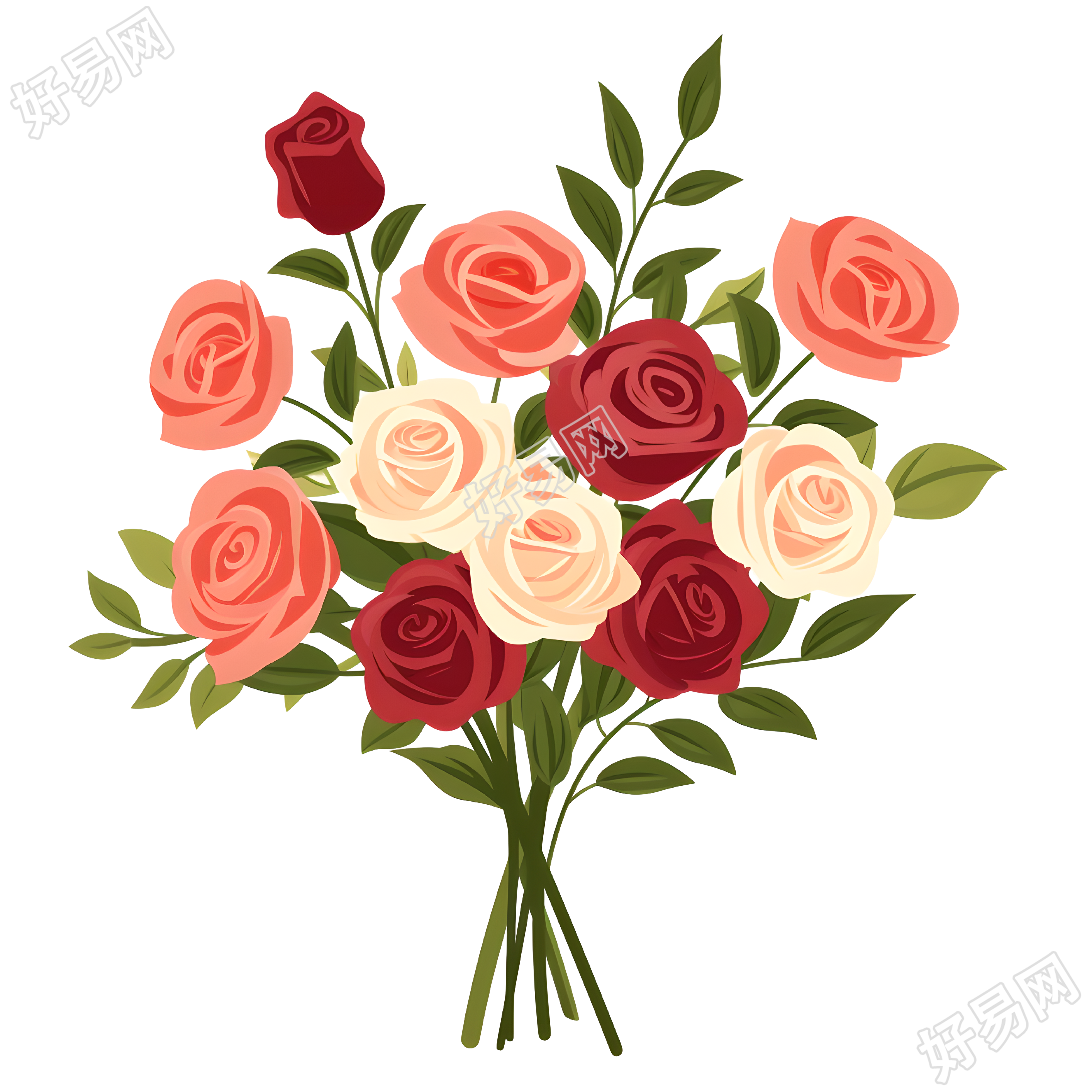 玫瑰花束可商用图形素材