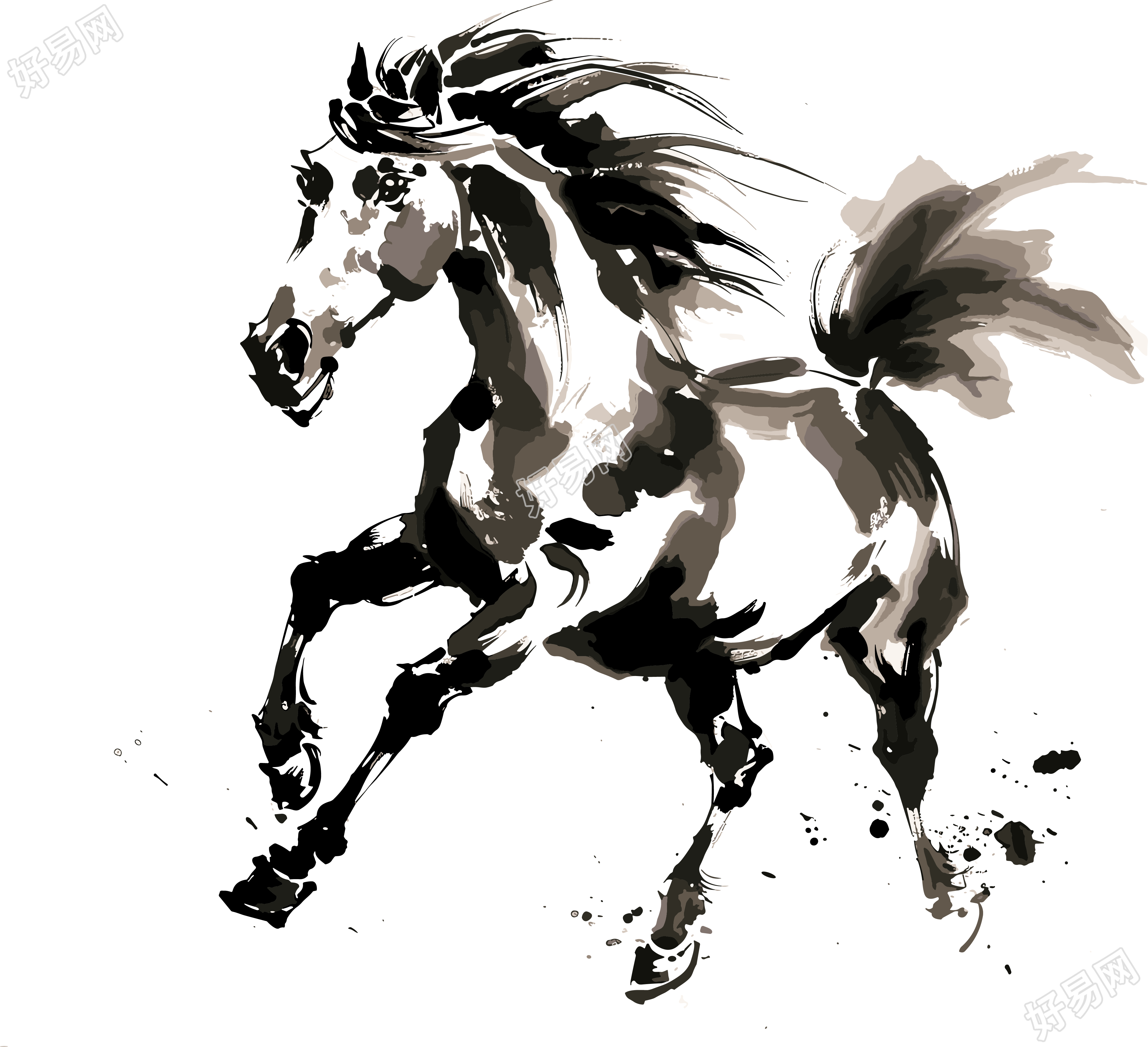 策马奔腾简约插图
