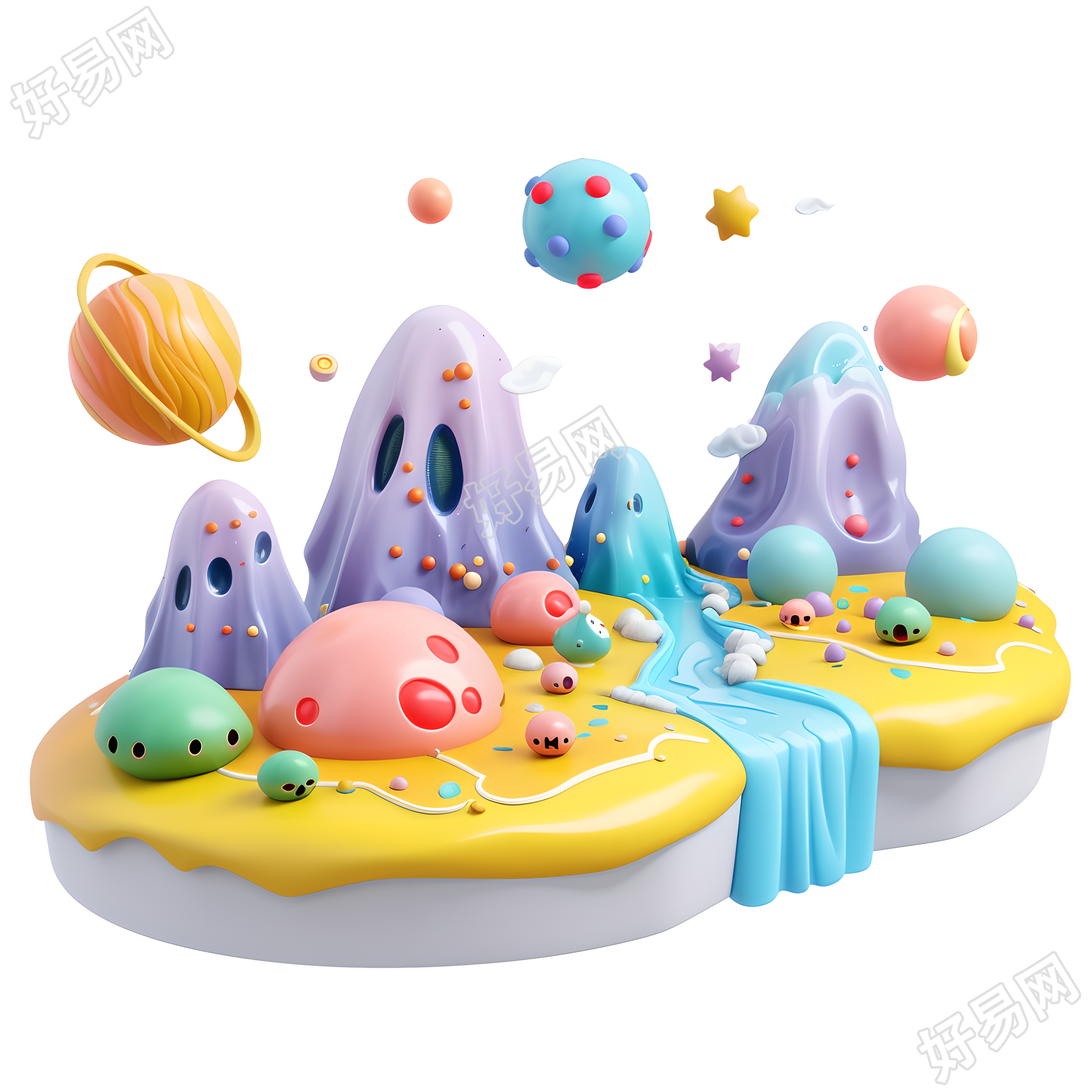 卡通星球透明背景插画