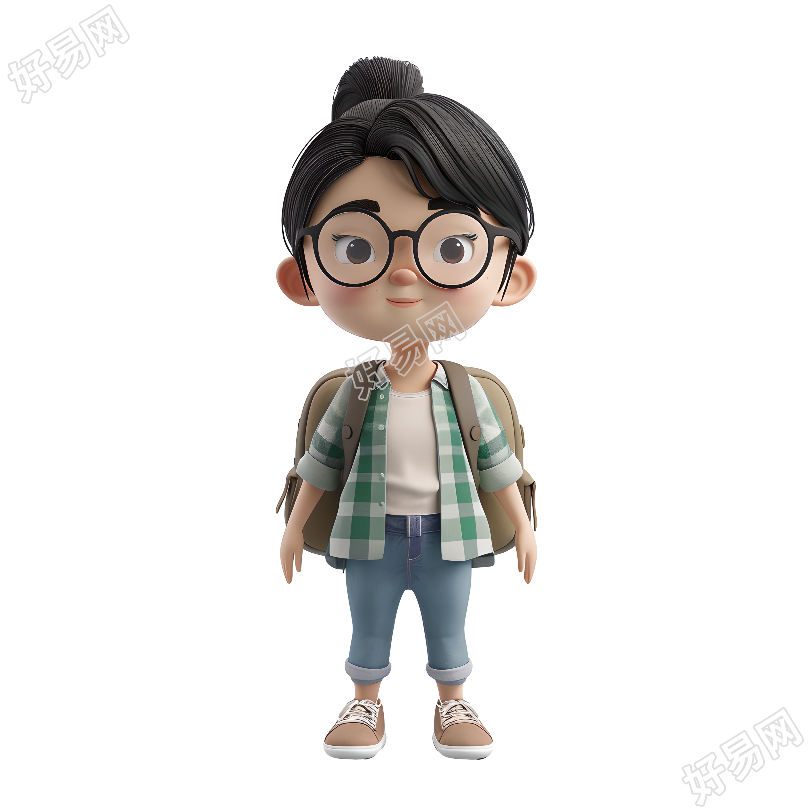 卡通学生3D商用插画